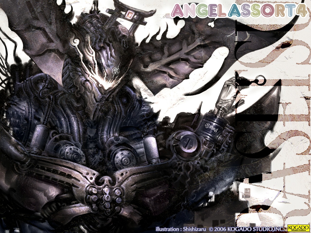 mecha, shishizaru, wallpaper