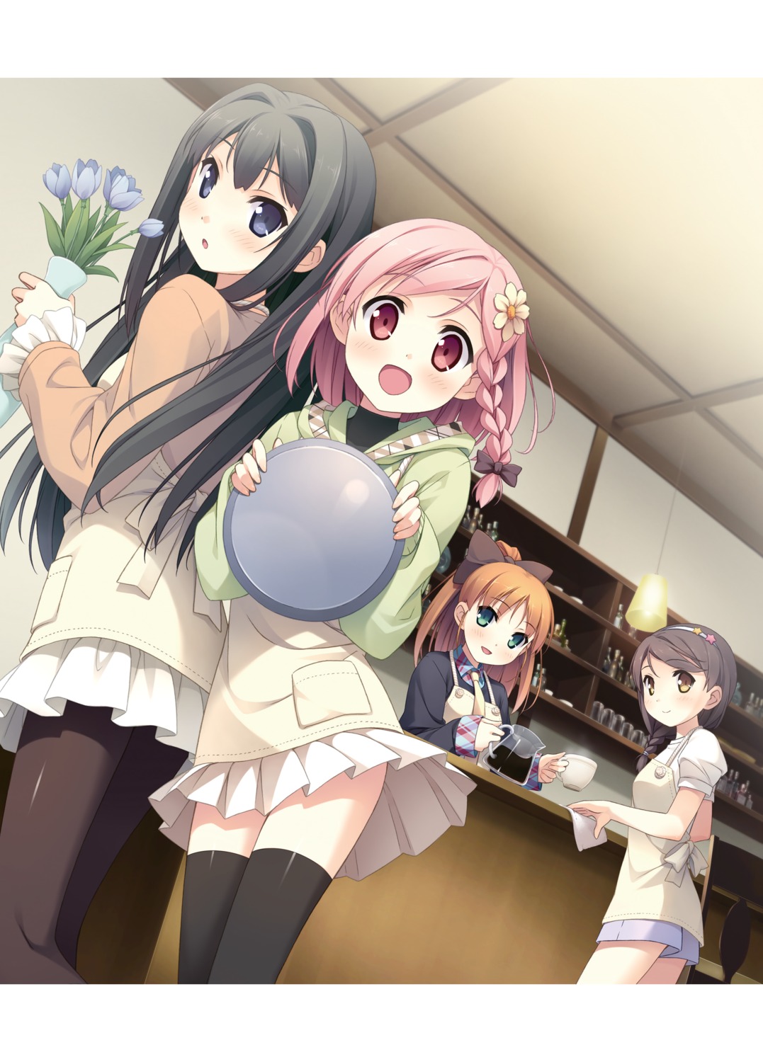 ayase_sayuki, cube, digital_version, hirosaki_kanade, kantoku, minagawa_yuuhi, pantyhose, skirt_lift