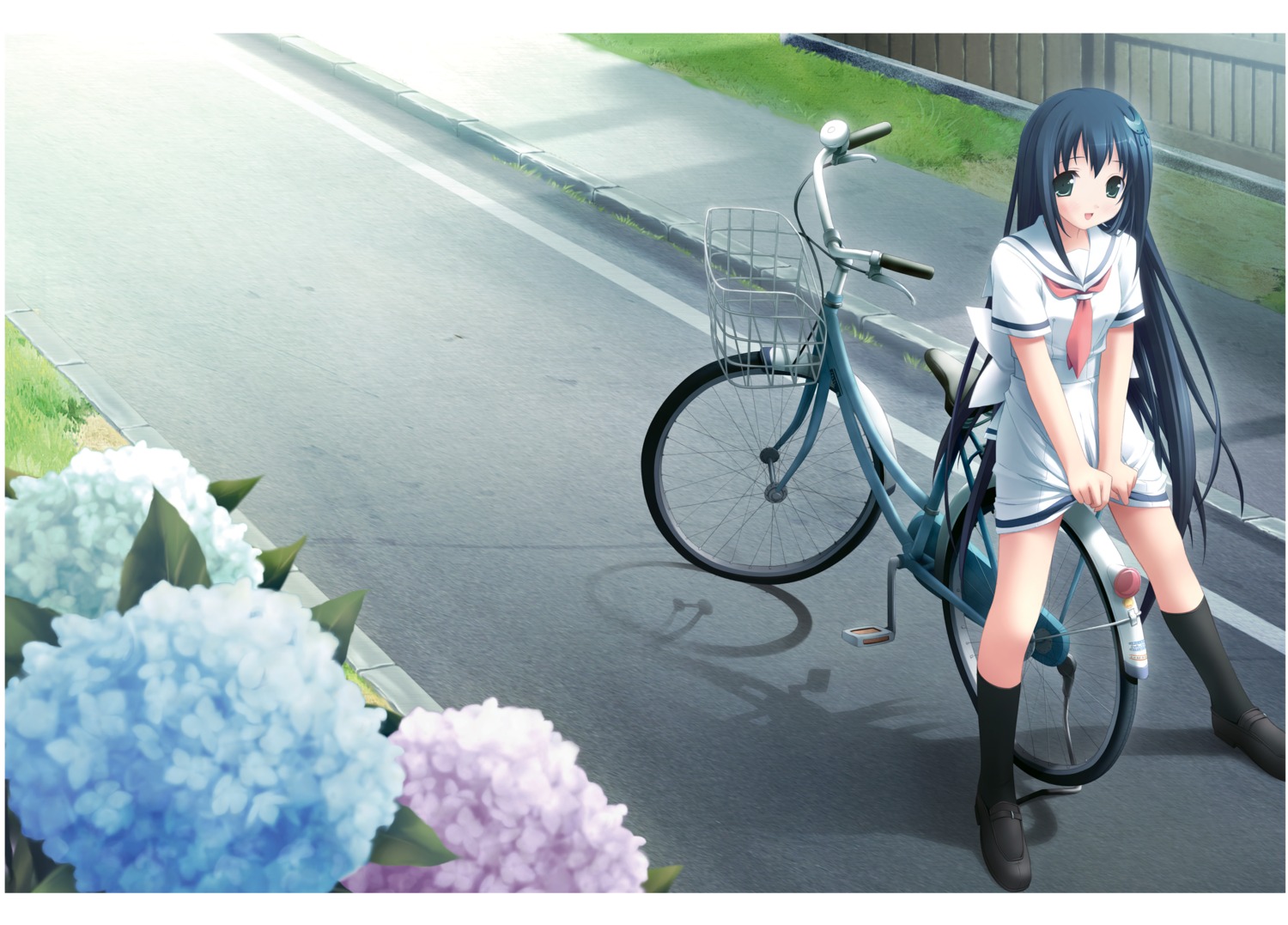 amesarasa, chiyokawa_rin, cuffs, digital_version, kantoku, seifuku, skirt_lift