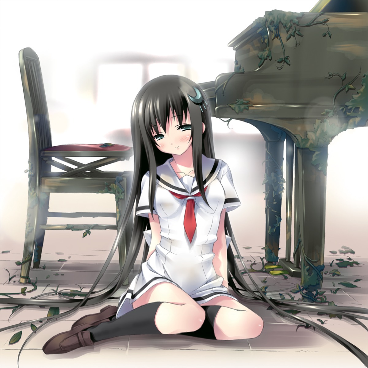 amesarasa, chiyokawa_rin, cuffs, digital_version, kantoku, seifuku, skirt_lift