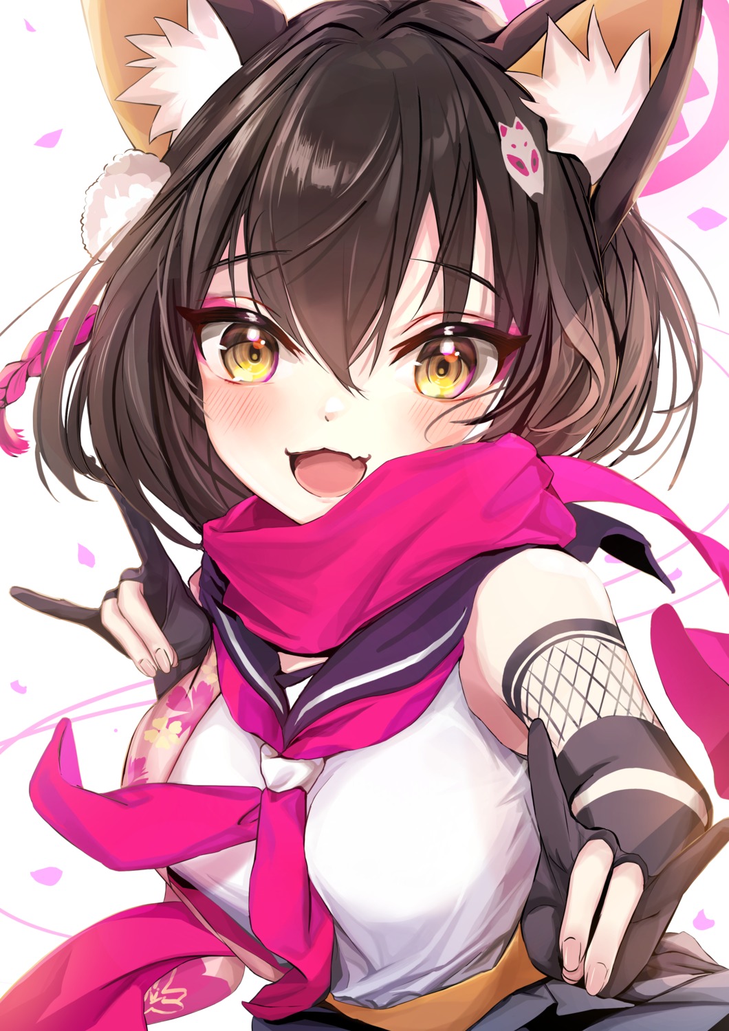 alpakane, animal_ears, blue_archive, japanese_clothes, kitsune, kuda_izuna, seifuku