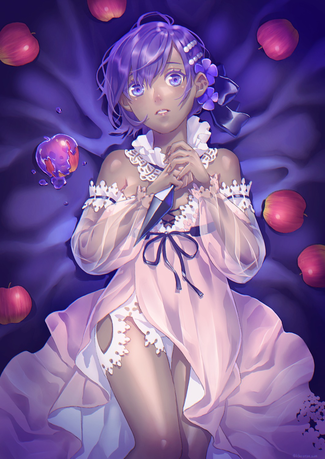 dress, fate/grand_order, hassan_of_serenity_(fate), minami_seira, no_bra, see_through, skirt_lift, weapon