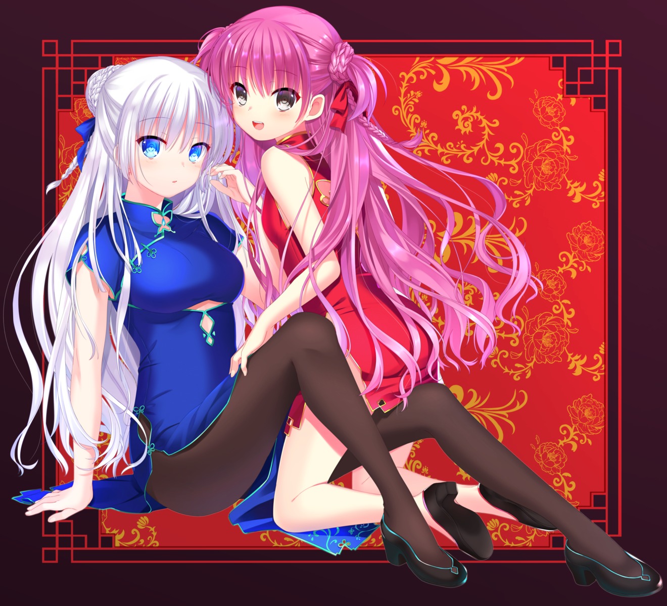 ass, chinadress, heels, katou_umi, naruse_shiroha, otou_(otou_san), pantyhose, skirt_lift