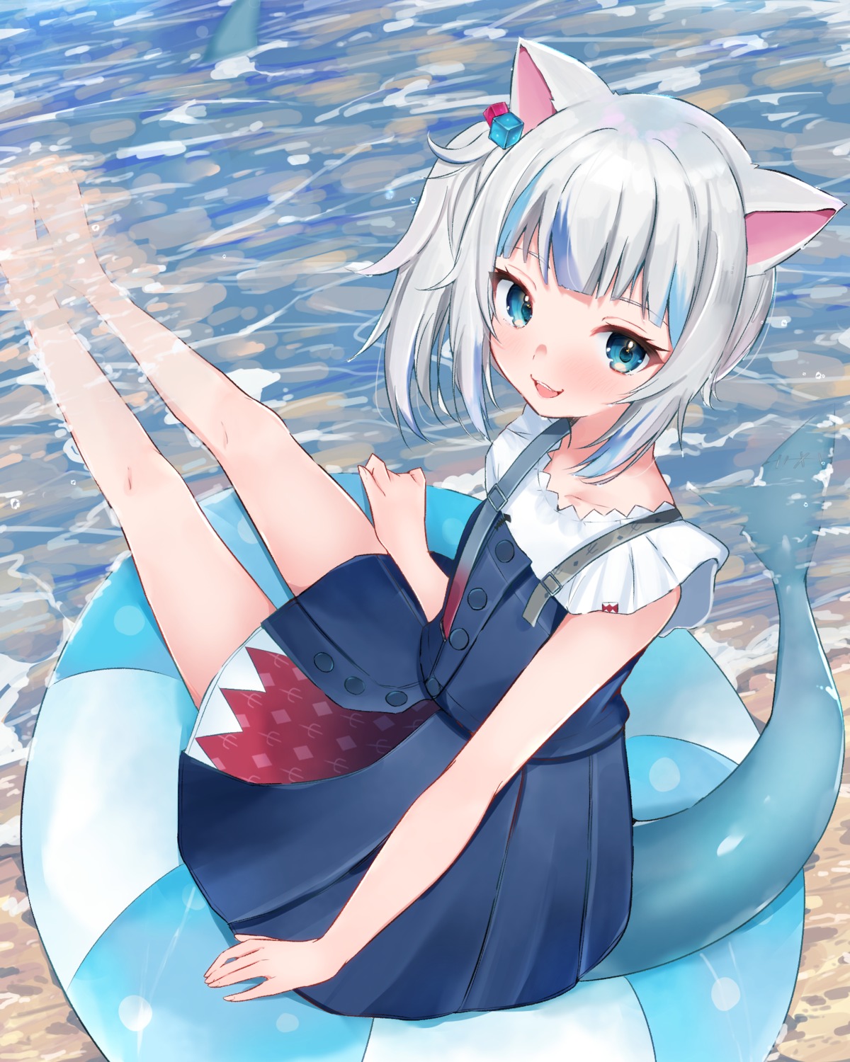 animal_ears, gawr_gura, hololive, hololive_english, mi_taro333, nekomimi, tail, wet
