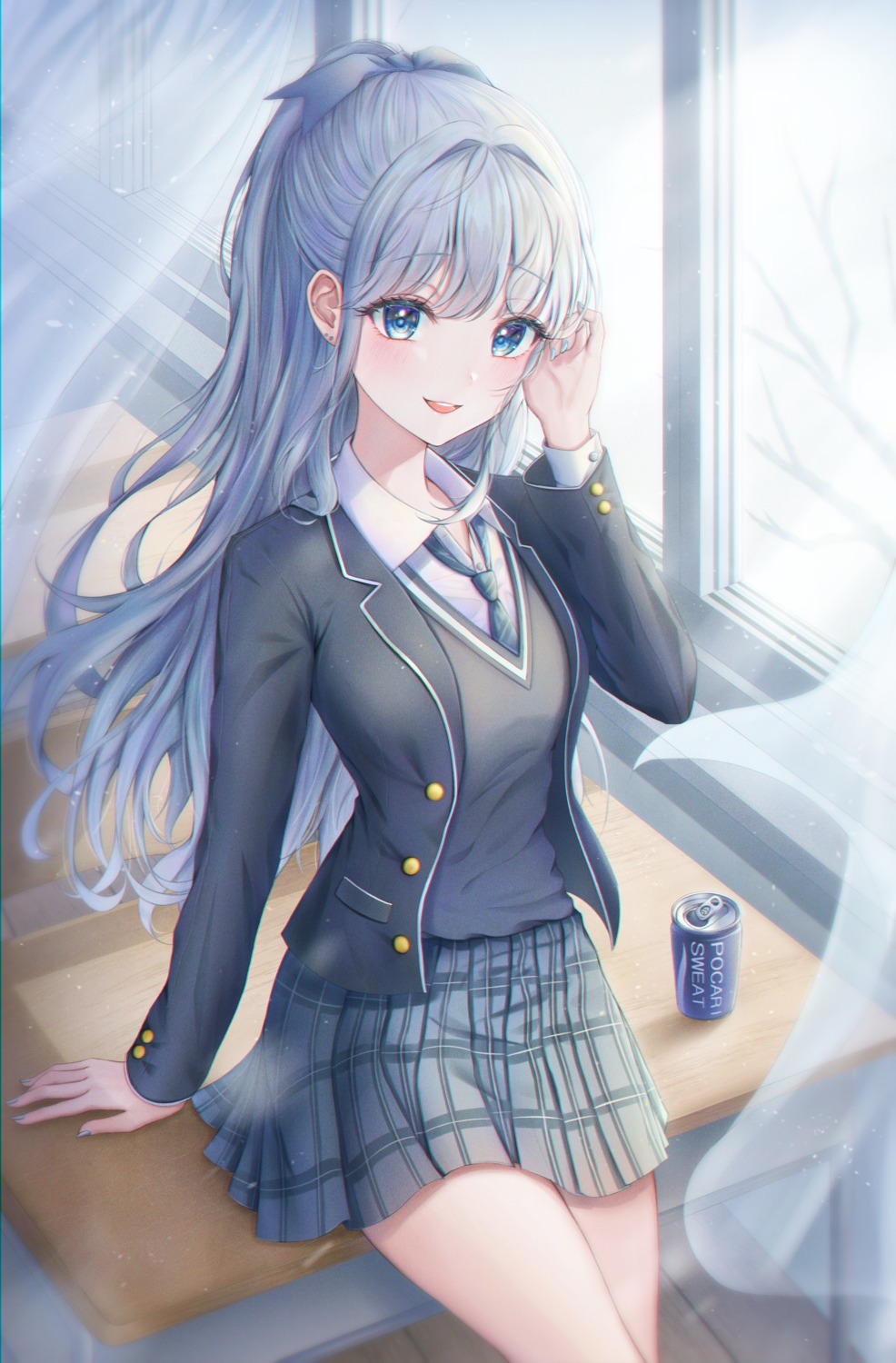 bobmond_(artist), seifuku, skirt_lift, sweater