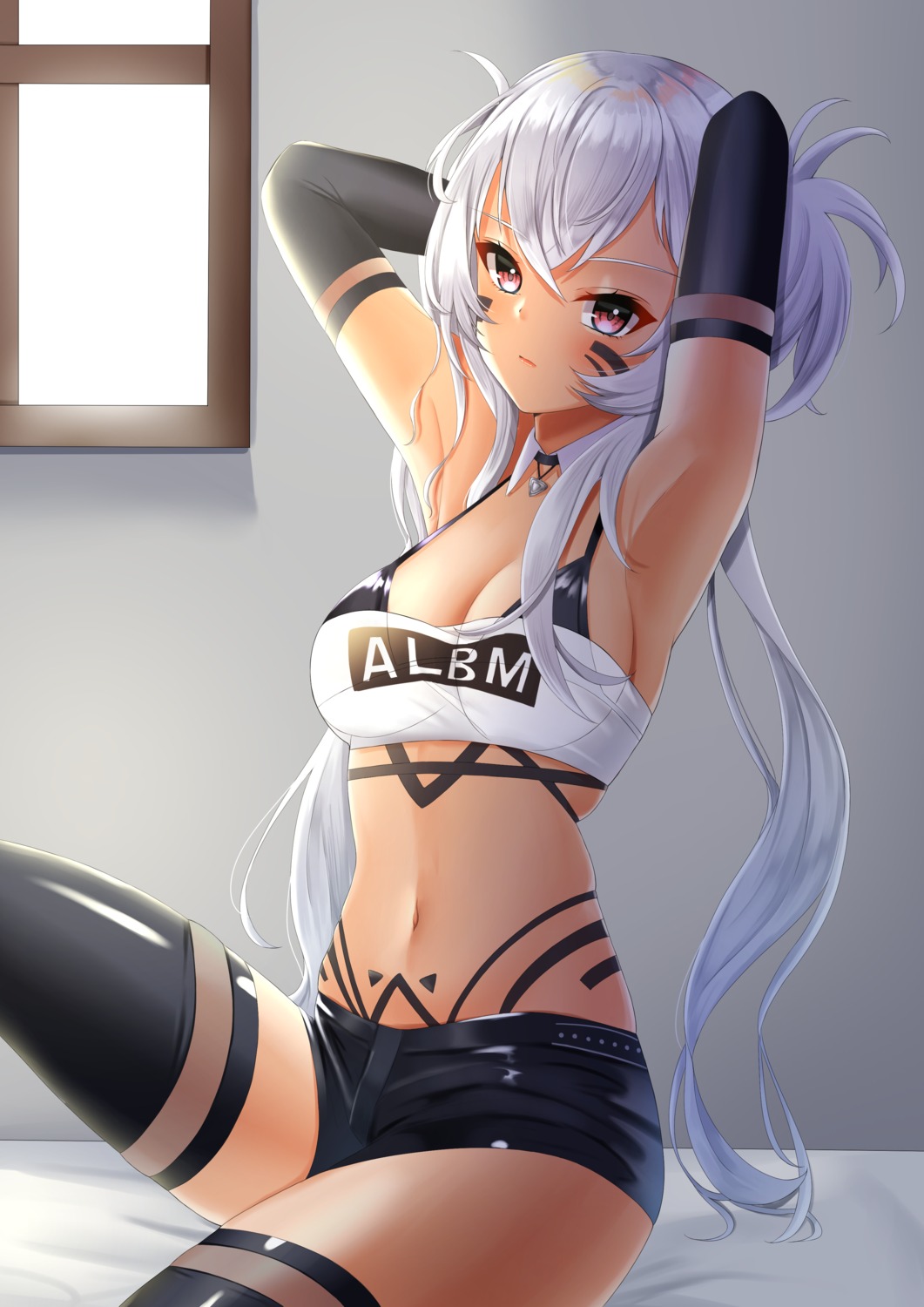 alabama_(azur_lane), azur_lane, bra, konparu_uran, tattoo, thighhighs