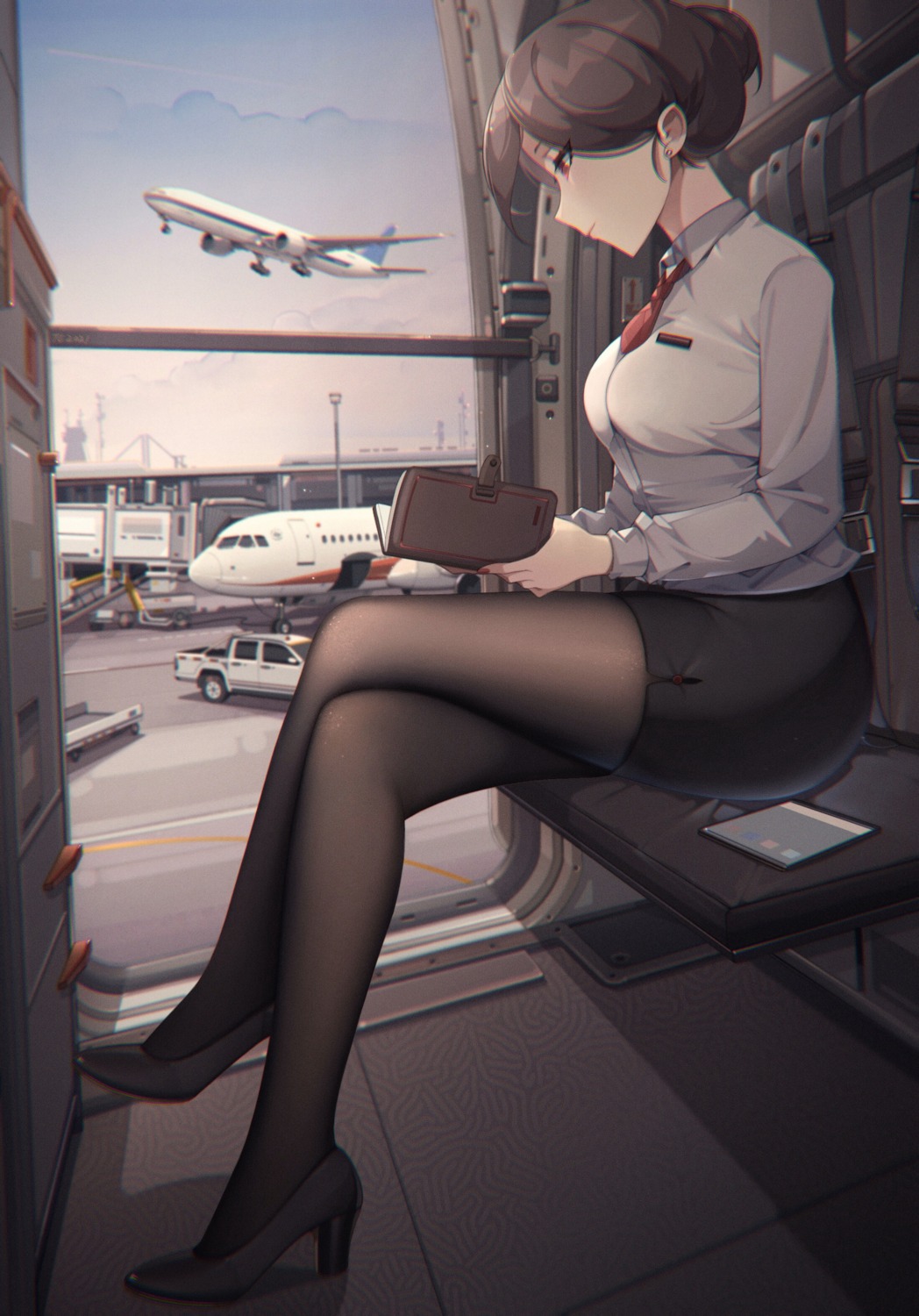 heels, pantyhose, senjouhara_nira, uniform