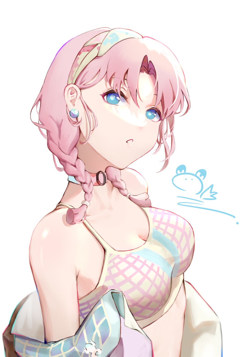 arknights, blue_poison_(arknights), bra, nanxianyiduan, open_shirt
