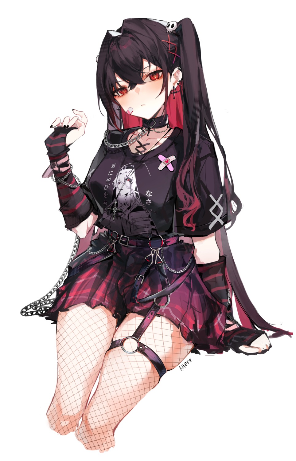 bandaid, fishnets, garter, gothic_lolita, kitere, lolita_fashion, pantyhose