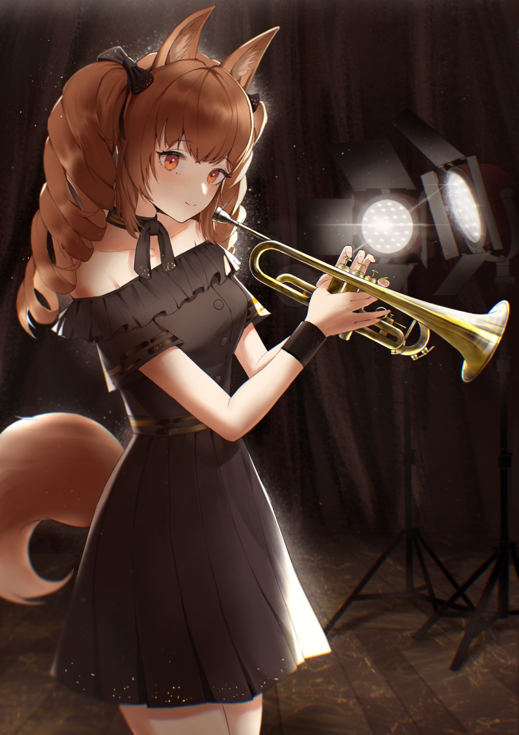 angelina_(arknights), animal_ears, arknights, dress, tail, ufoliving