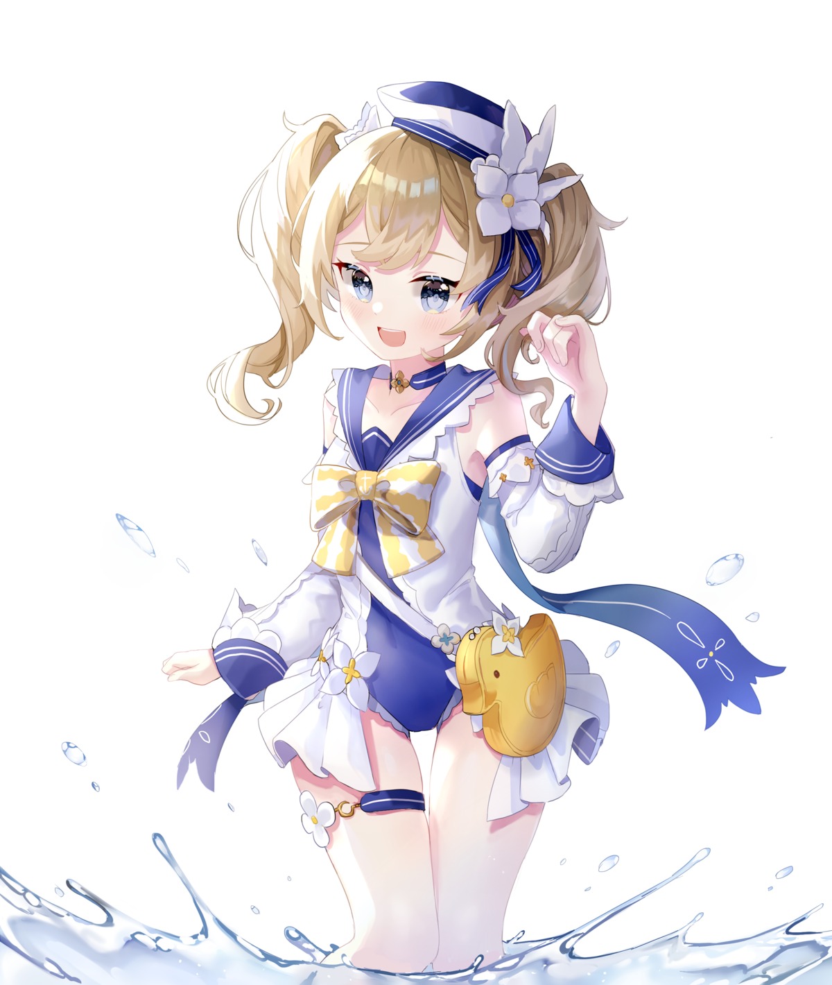 barbara_(genshin_impact), dress, garter, genshin_impact, miyako_draw, seifuku, swimsuits, wet