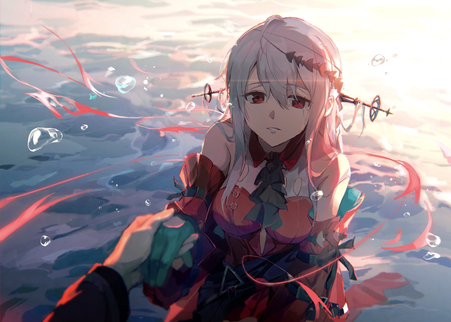 arknights, shusuzu, skadi_(arknights), wet