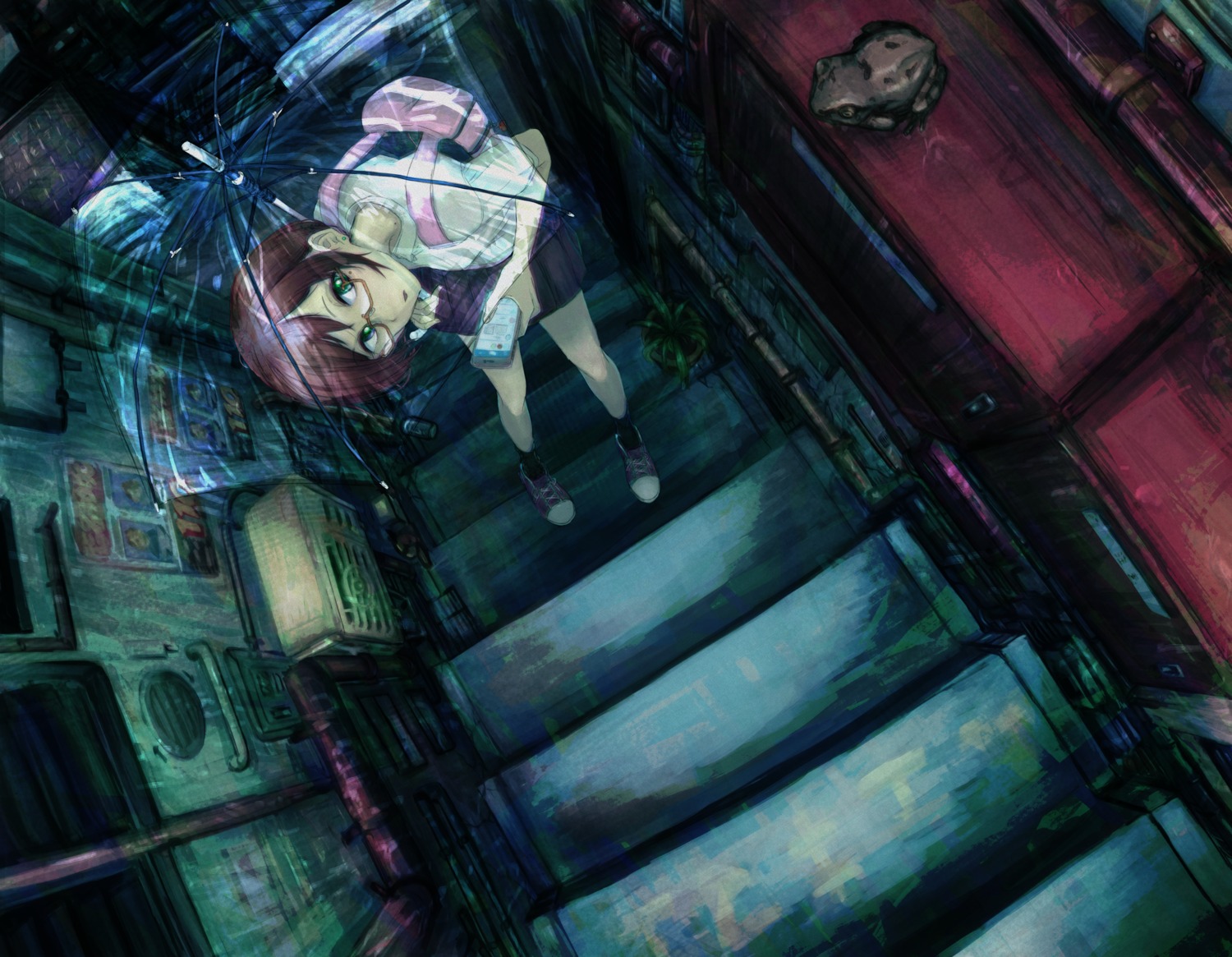 humanplushq, megane, seifuku, umbrella