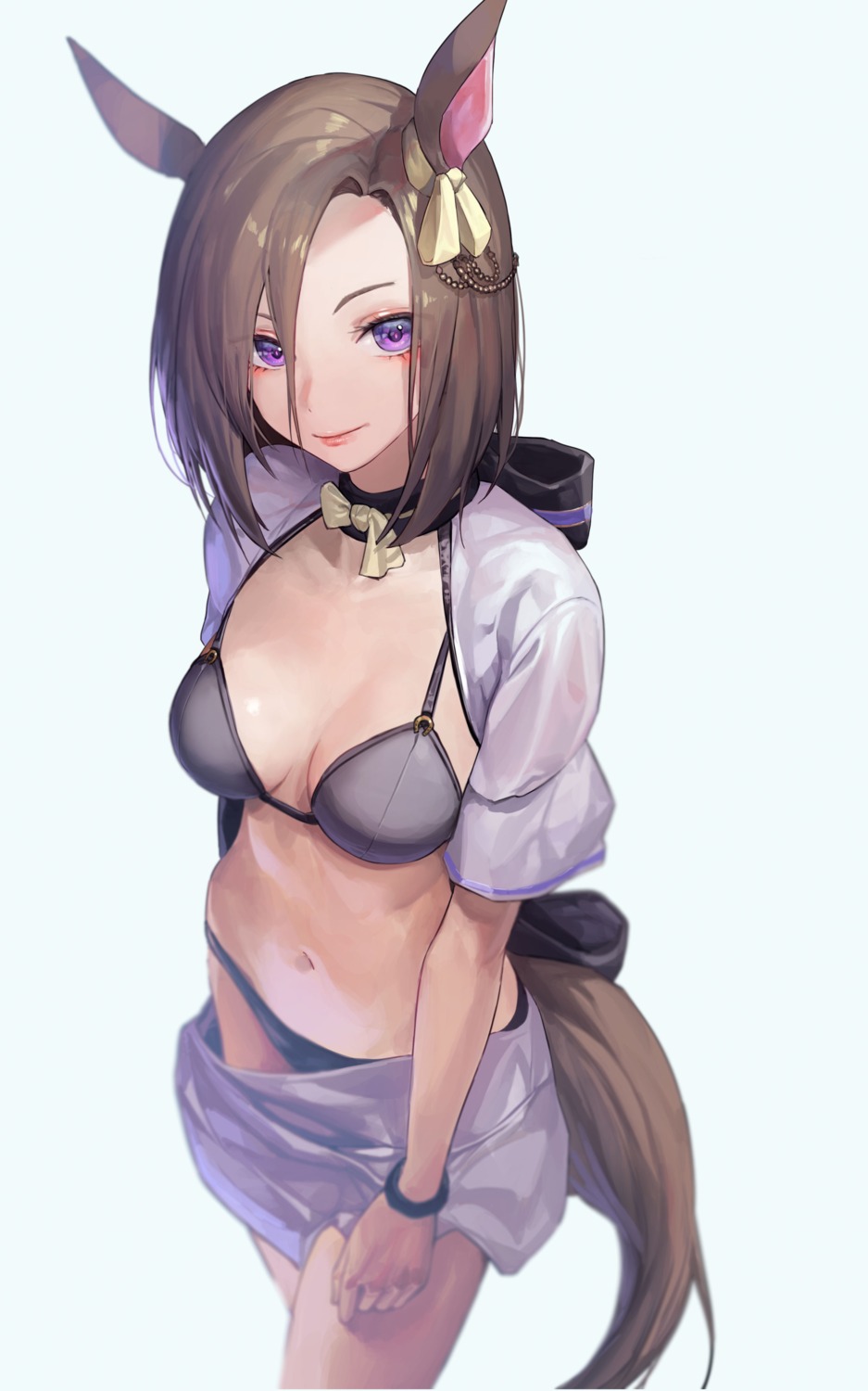 air_groove_(umamusume), animal_ears, bikini, cleavage, mac_star, open_shirt, swimsuits, tail, uma_musume_pretty_derby