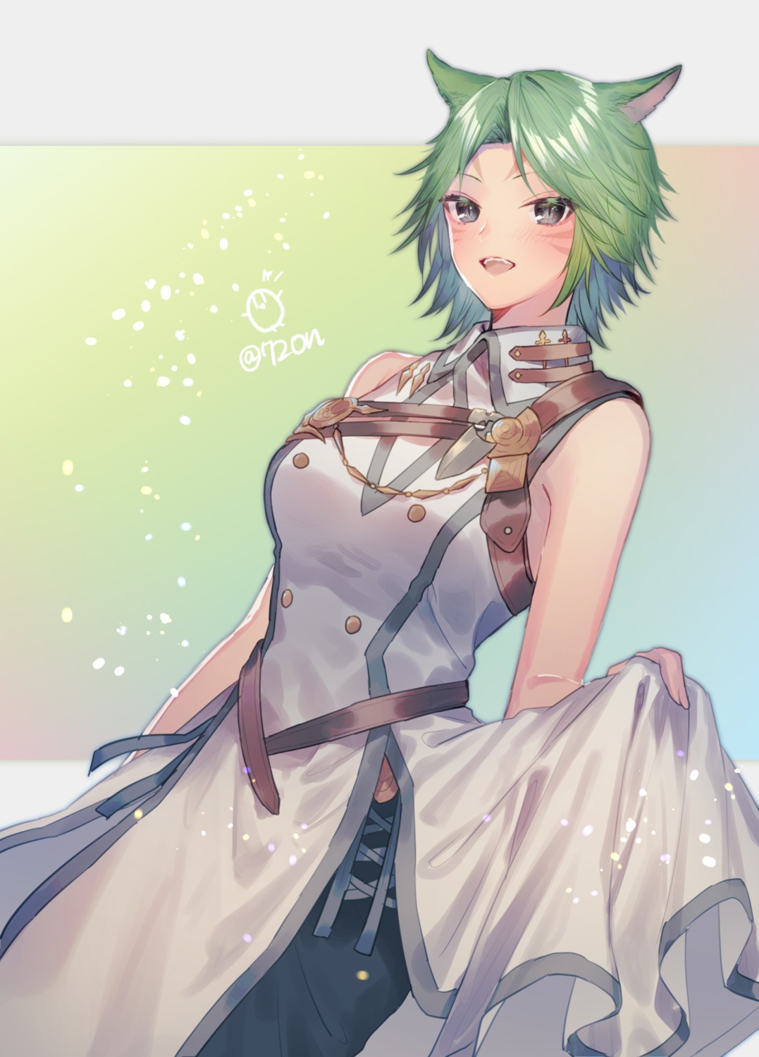 720yen, animal_ears, final_fantasy, final_fantasy_xiv, miqo'te, nekomimi, skirt_lift