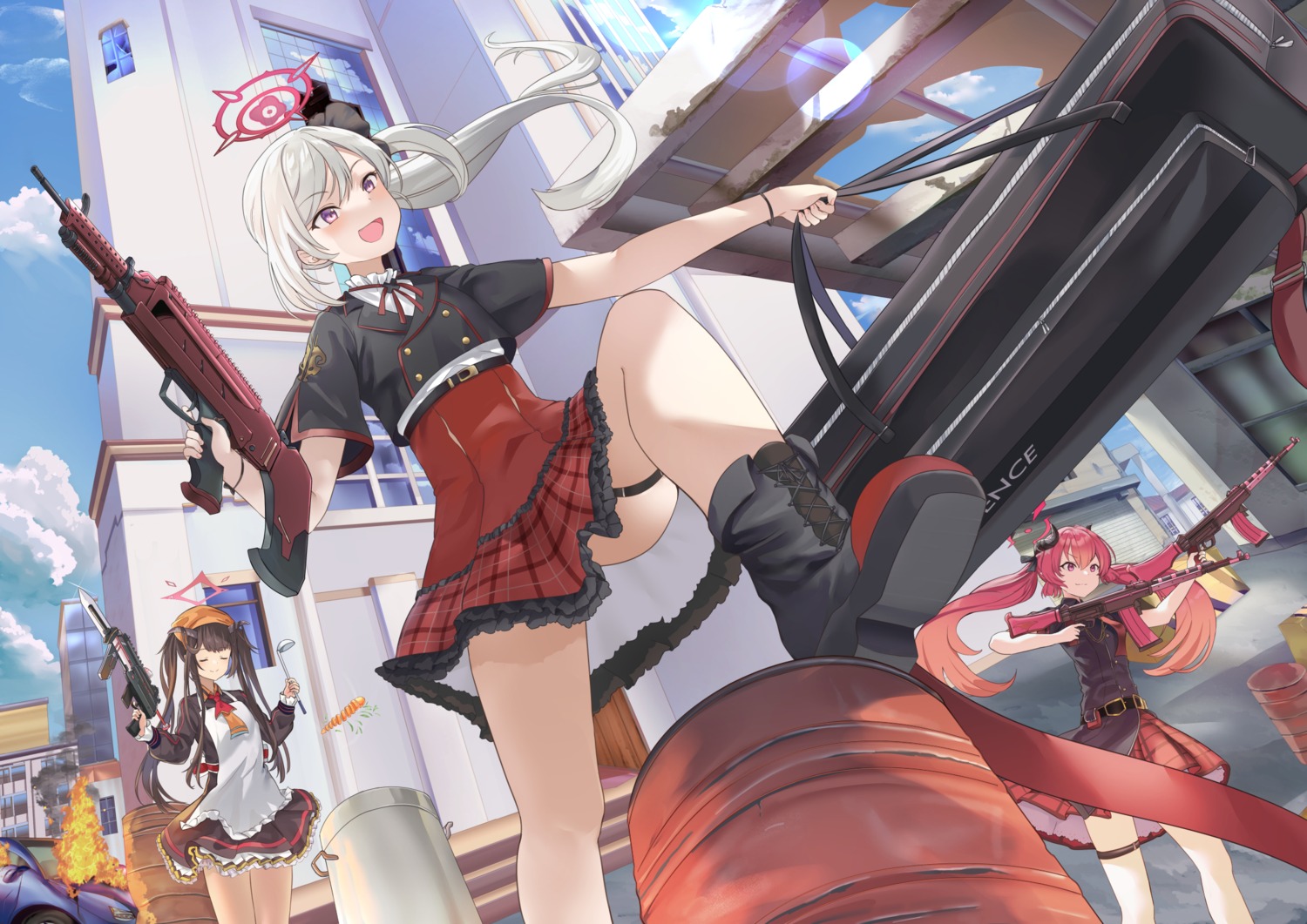 aikiyo_fuuka, asagi_mutsuki, blue_archive, garter, gun, halo, mosta_(lo1777789), seifuku
