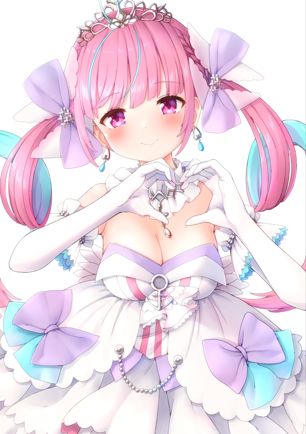 cleavage, dress, faubynet, hololive, minato_aqua, no_bra, wedding_dress