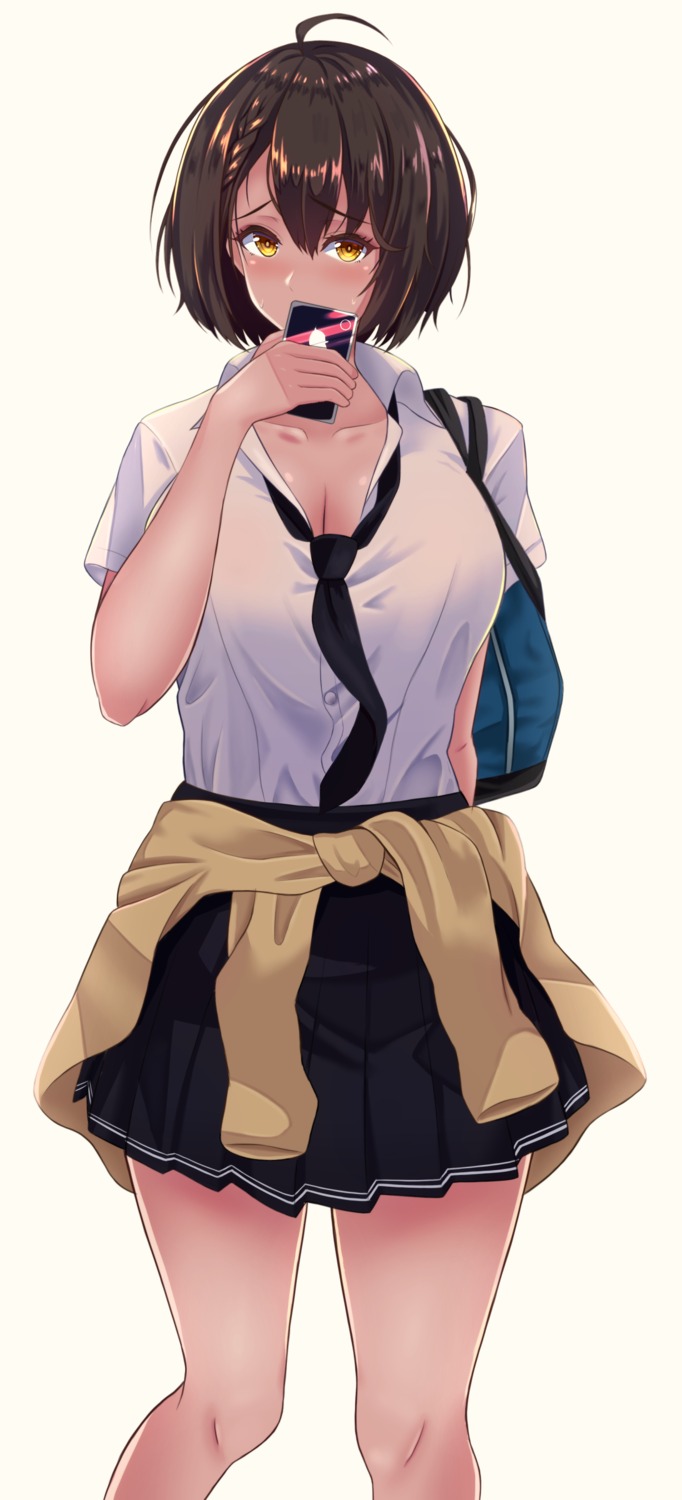 azur_lane, baltimore_(azur_lane), cleavage, keidai_3, open_shirt, seifuku, sweater