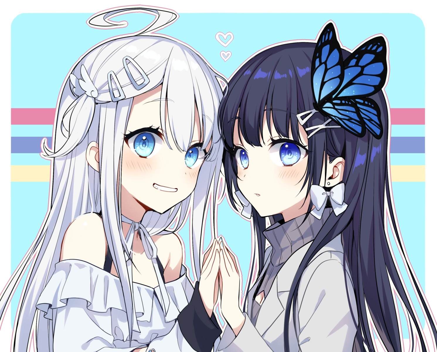 amatsuka_uto, crossover, memeno, nabi_(vtuber), nabi_ch., sweater, voice-ore