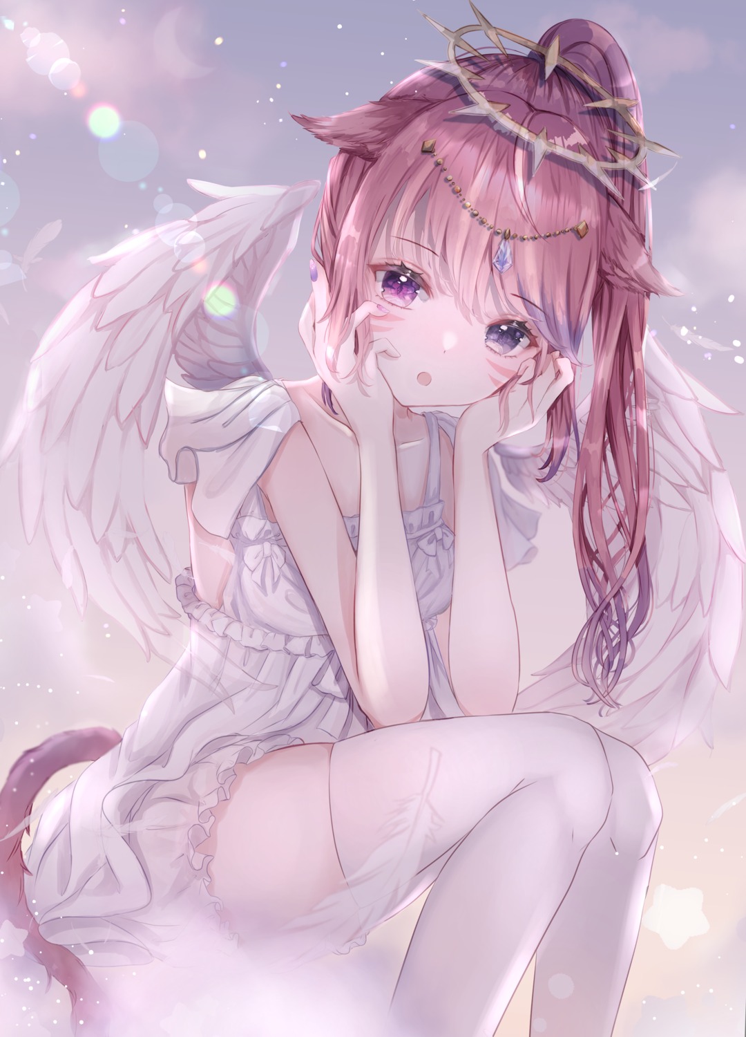 animal_ears, dress, final_fantasy, final_fantasy_xiv, heterochromia, miqo'te, nekomimi, sakura_mochiko