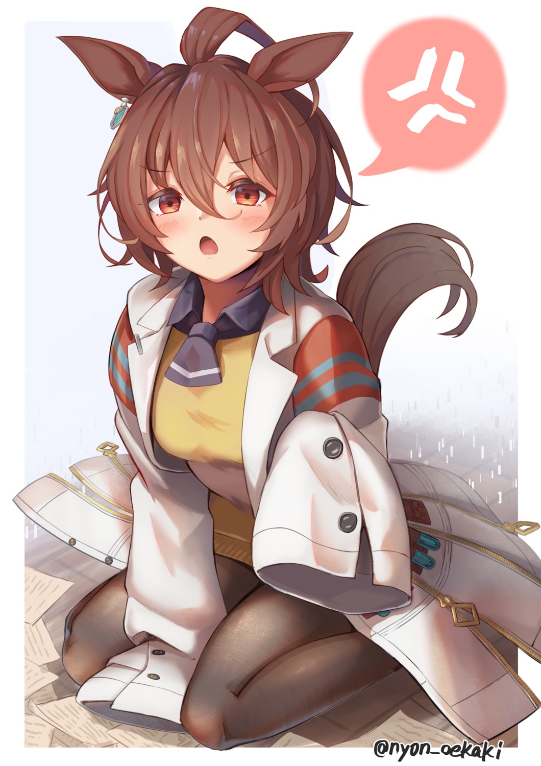 agnes_tachyon_(umamusume), animal_ears, nyoon, pantyhose, sweater, tail, uma_musume_pretty_derby, uniform
