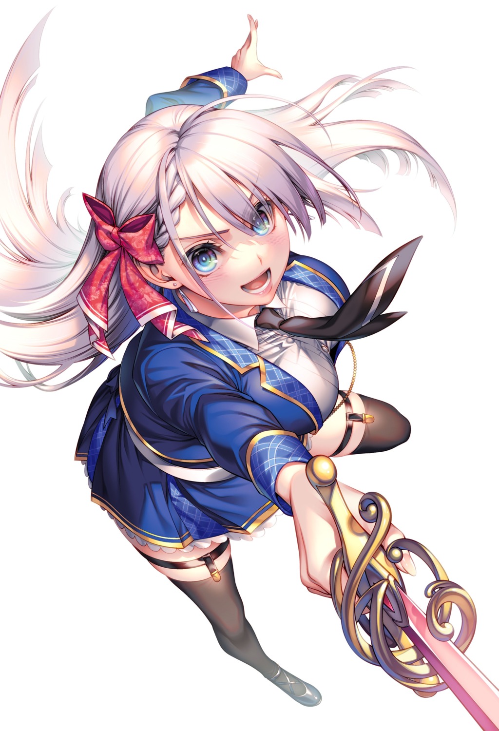garter, miura_tadahiro, riselia_ray_crystalia, seifuku, seiken_gakuin_no_maken_tsukai, stockings, sword, thighhighs