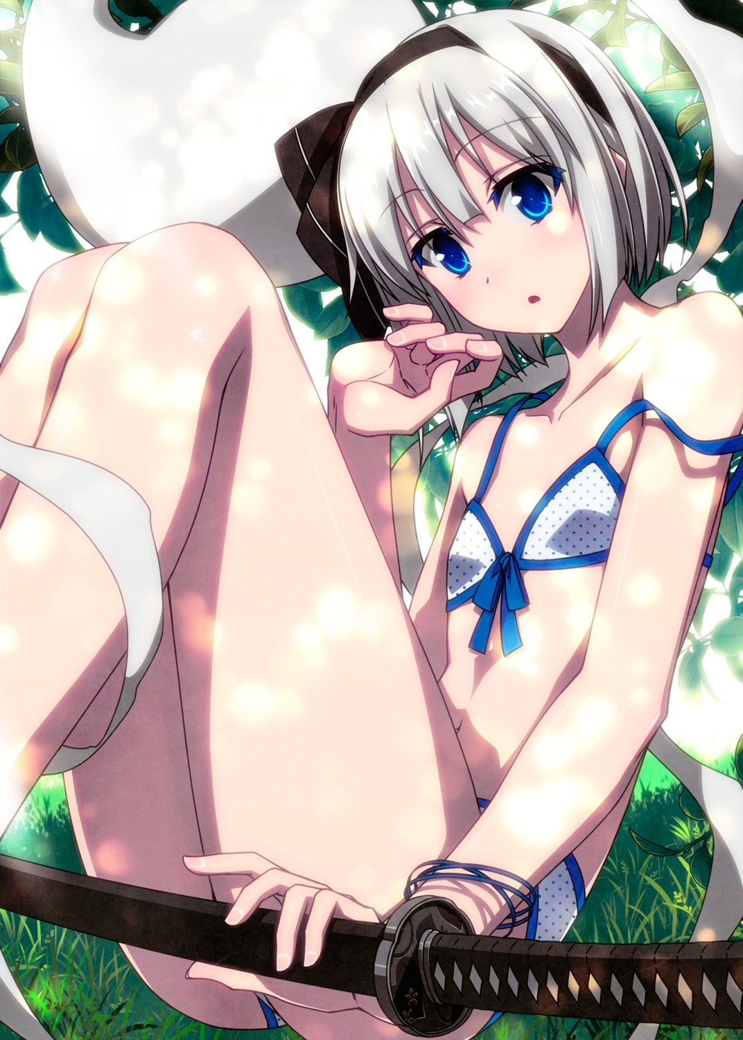 bikini, konpaku_youmu, myon, sazanami_mio, swimsuits, sword, touhou