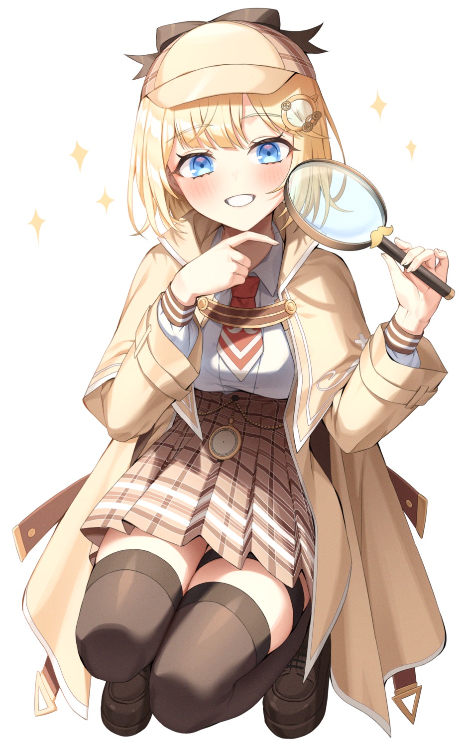 hololive, hololive_english, seifuku, thighhighs, watson_amelia, xiho_(xi_ho_)