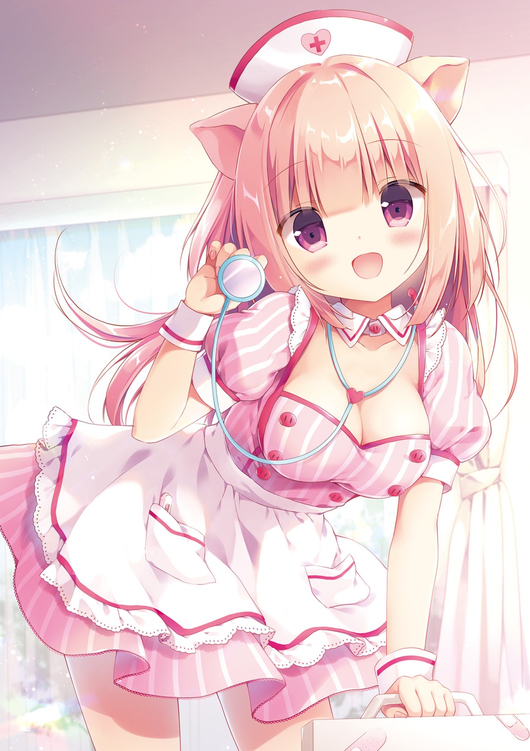 animal_ears, cleavage, miyasaka_naco, nurse, rowa_(canvas+garden)