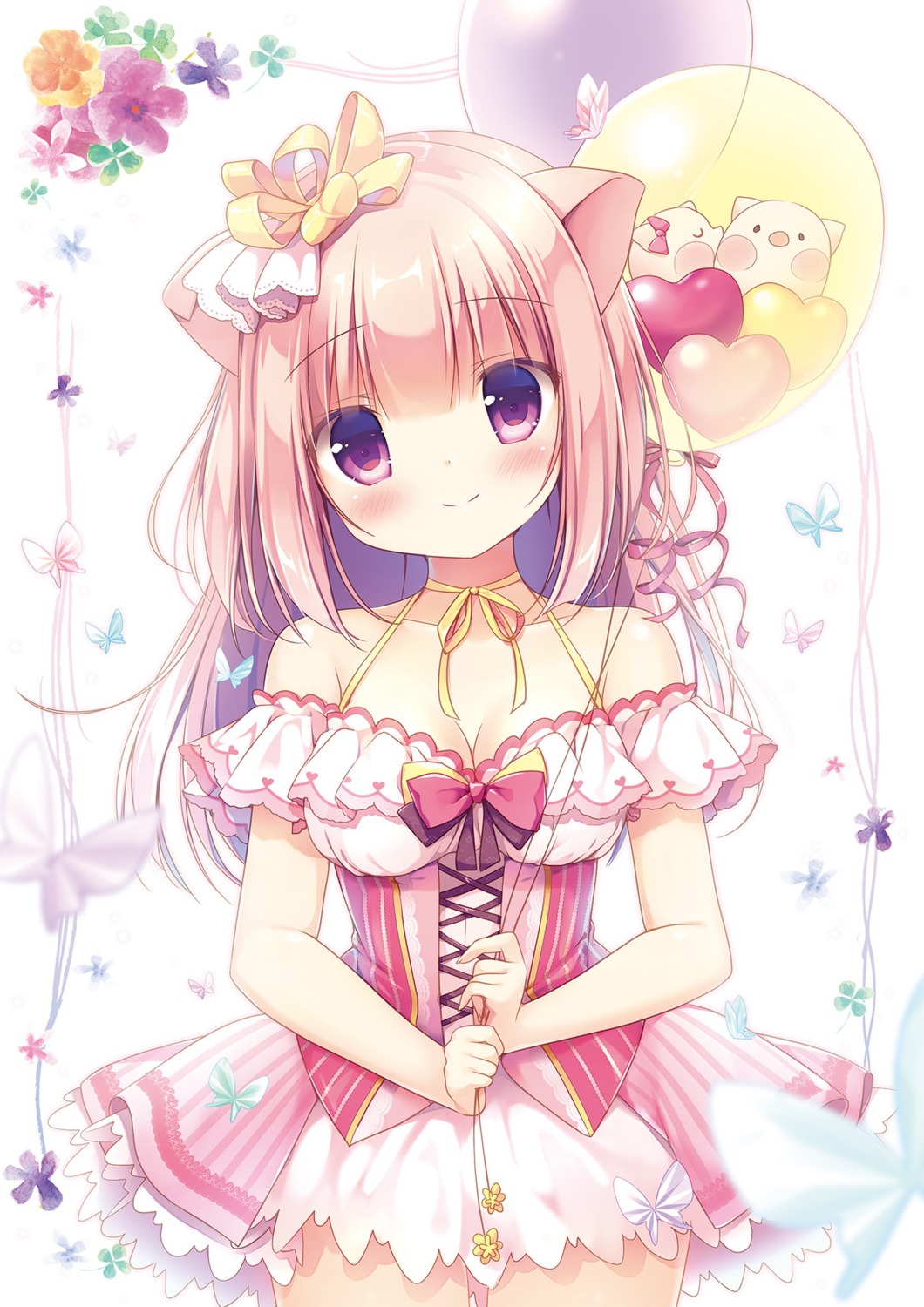 animal_ears, cleavage, dress, miyasaka_naco, rowa_(canvas+garden)