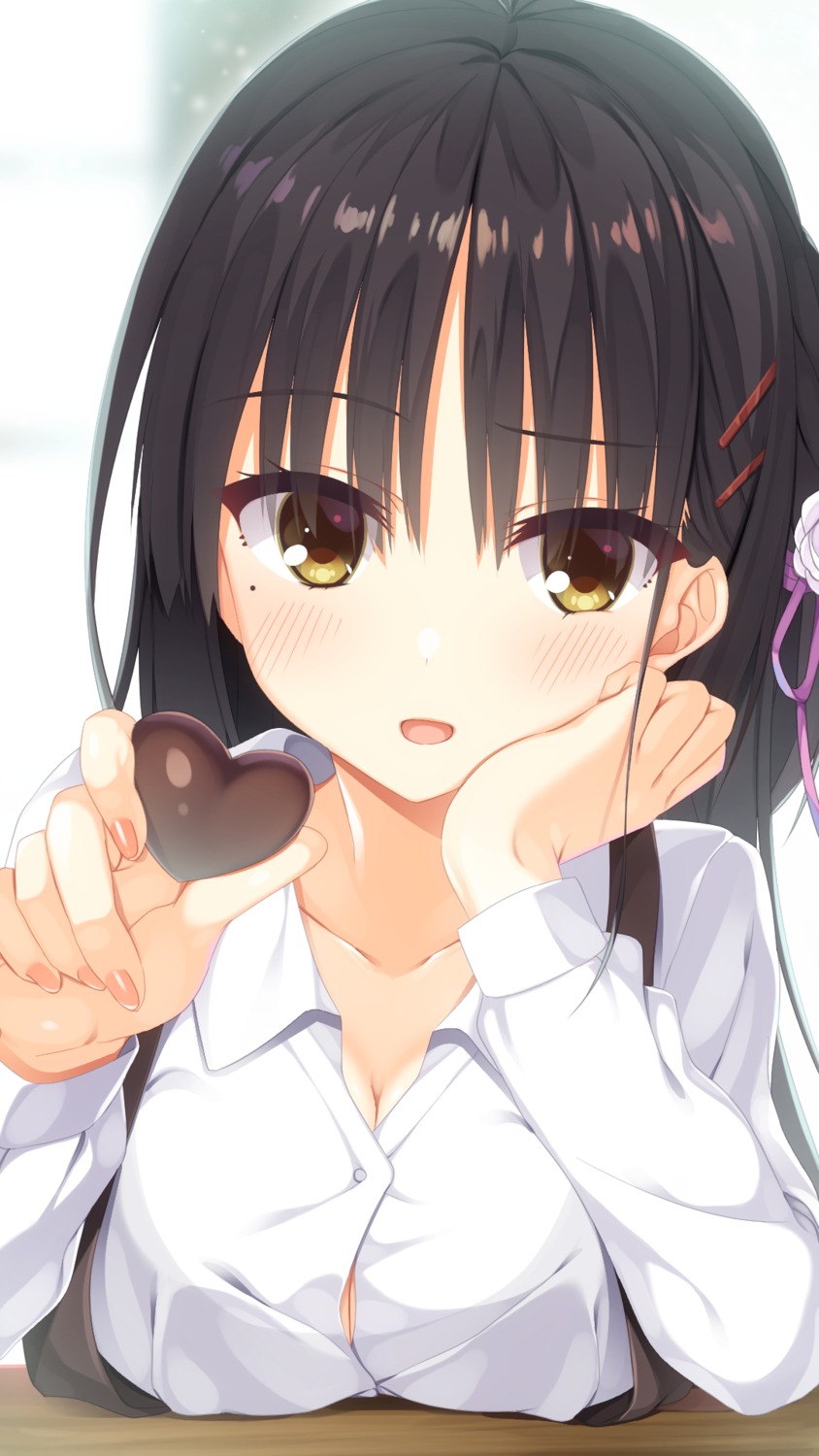 aria., cafe_stella_to_shinigami_no_chou, cleavage, dress_shirt, shiki_natsume, valentine