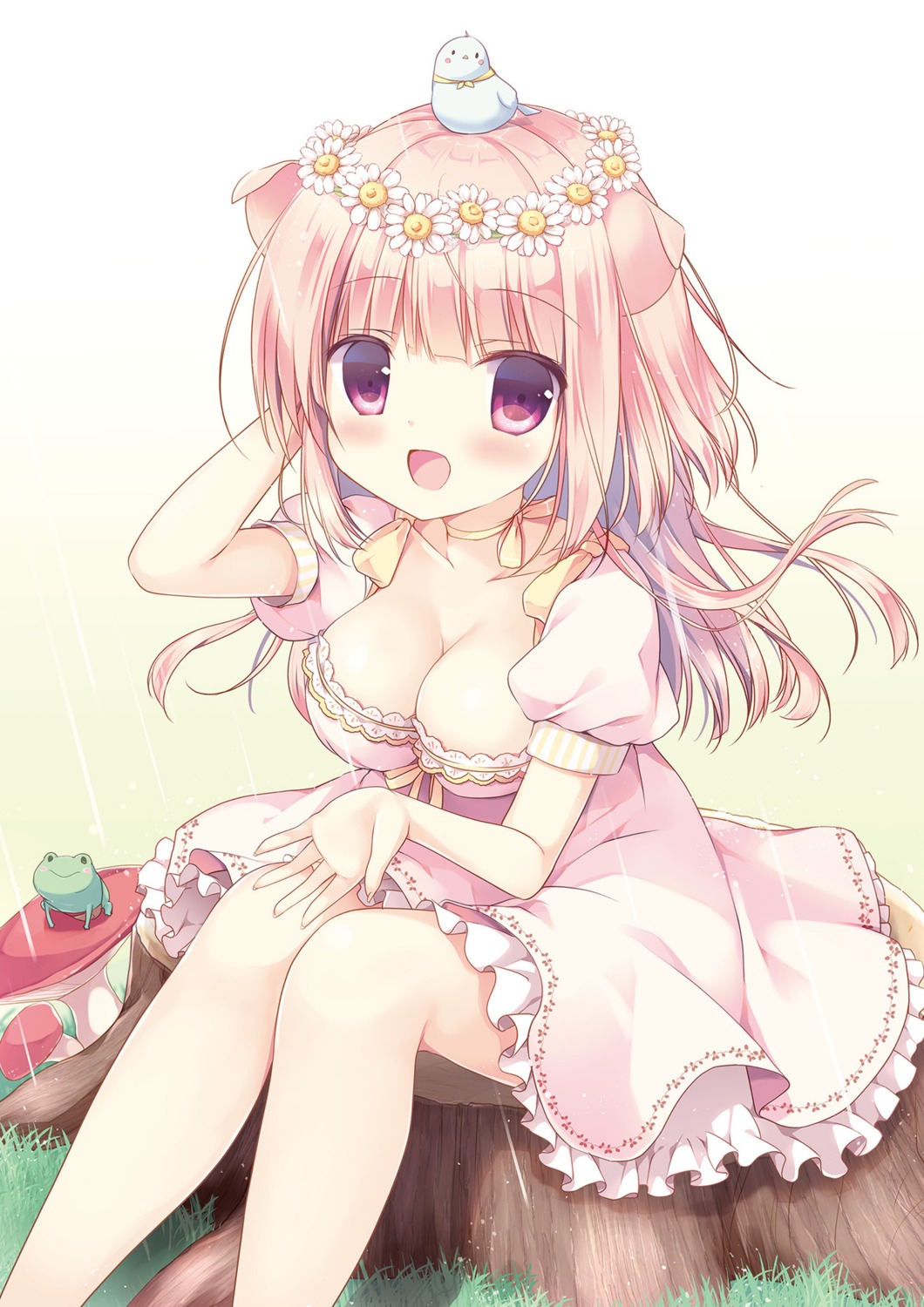 animal_ears, cleavage, dress, miyasaka_naco, rowa_(canvas+garden)