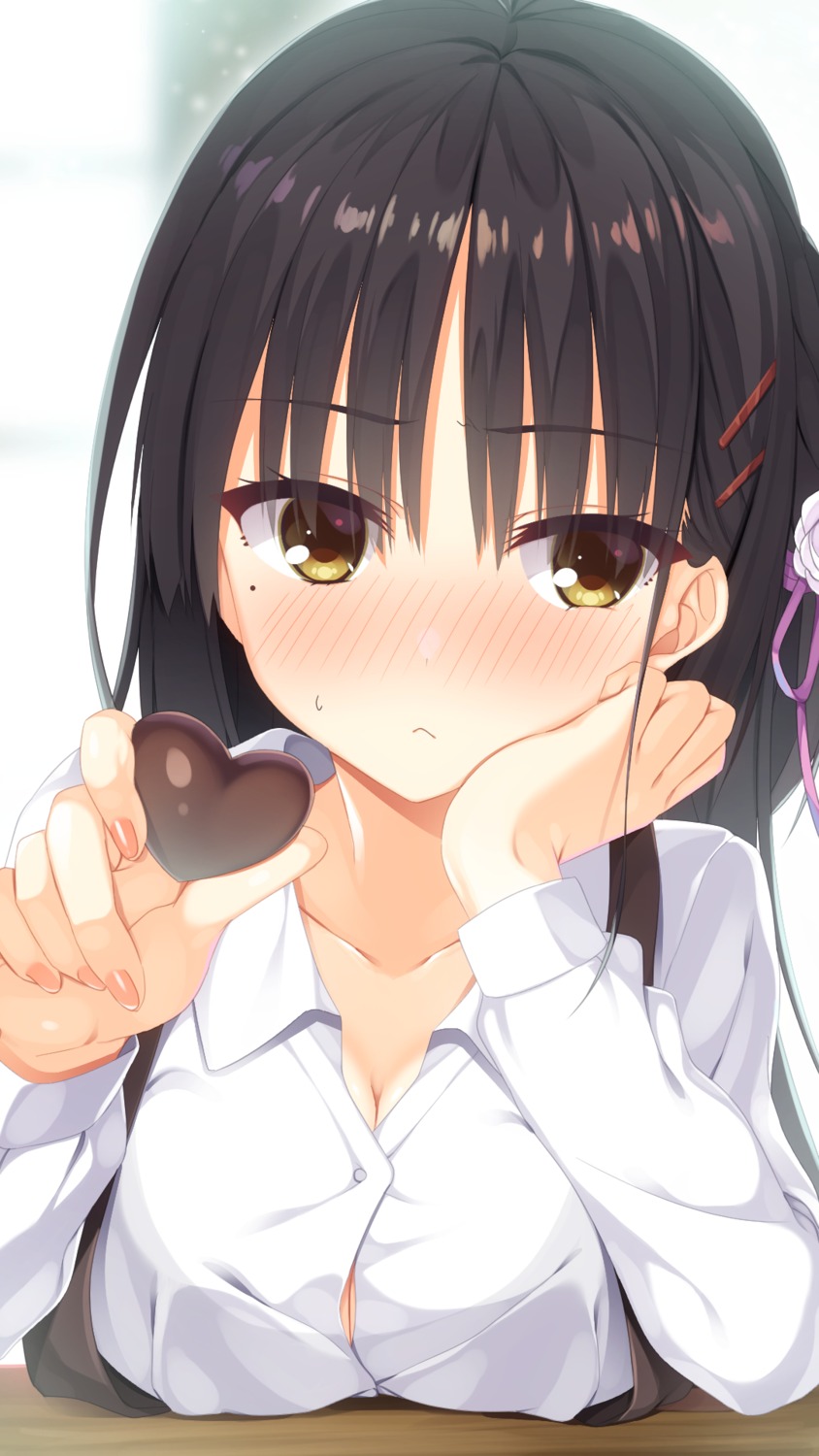 aria., cafe_stella_to_shinigami_no_chou, cleavage, dress_shirt, shiki_natsume, valentine