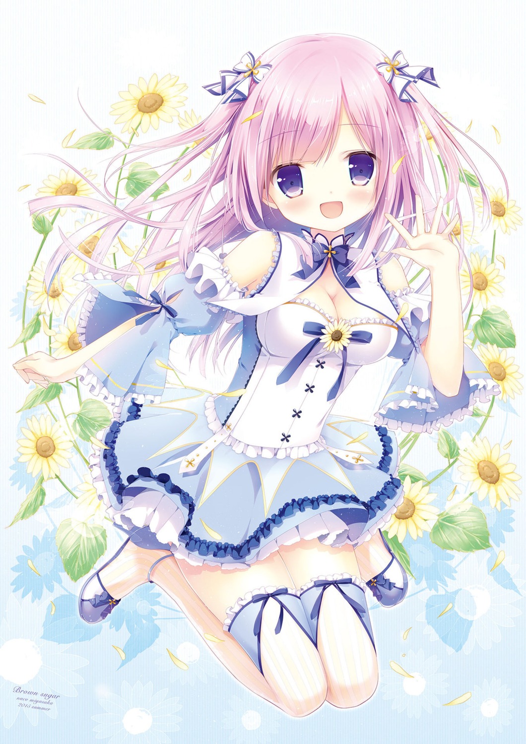 cleavage, dress, heels, miyasaka_naco, sayaka_(canvas+garden), thighhighs