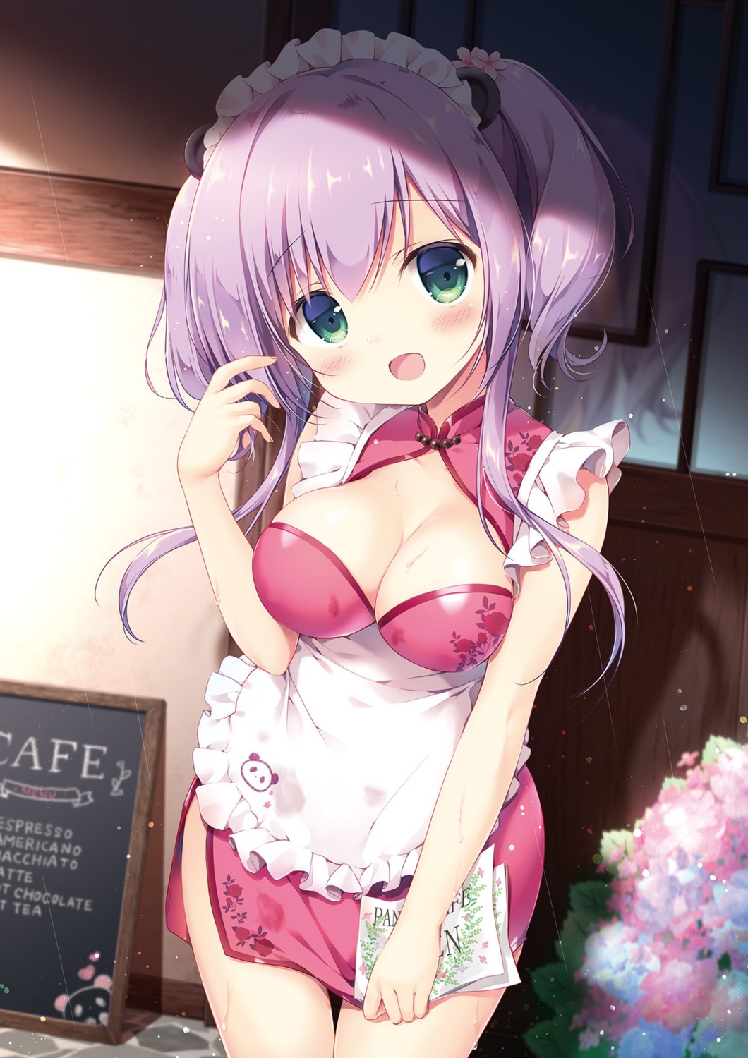 animal_ears, canvas+garden, chinadress, cleavage, miyasaka_naco, waitress, yuno_(canvas+garden)