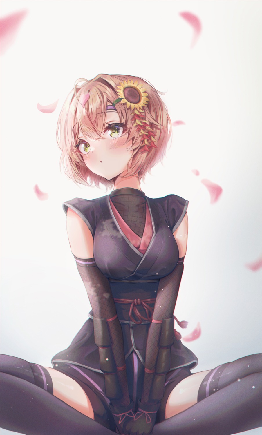 ciawasemono, fishnets, honma_himawari, japanese_clothes, nijisanji, nijisanji_gamers, thighhighs