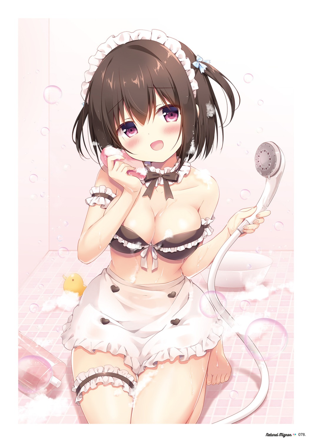 bathing, bikini, cleavage, garter, maid, miyasaka_naco, neru_(canvas+garden), swimsuits