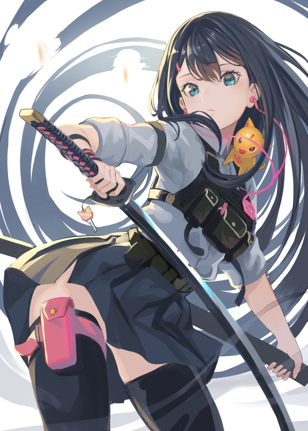 asagon007, garter, skirt_lift, sword, thighhighs