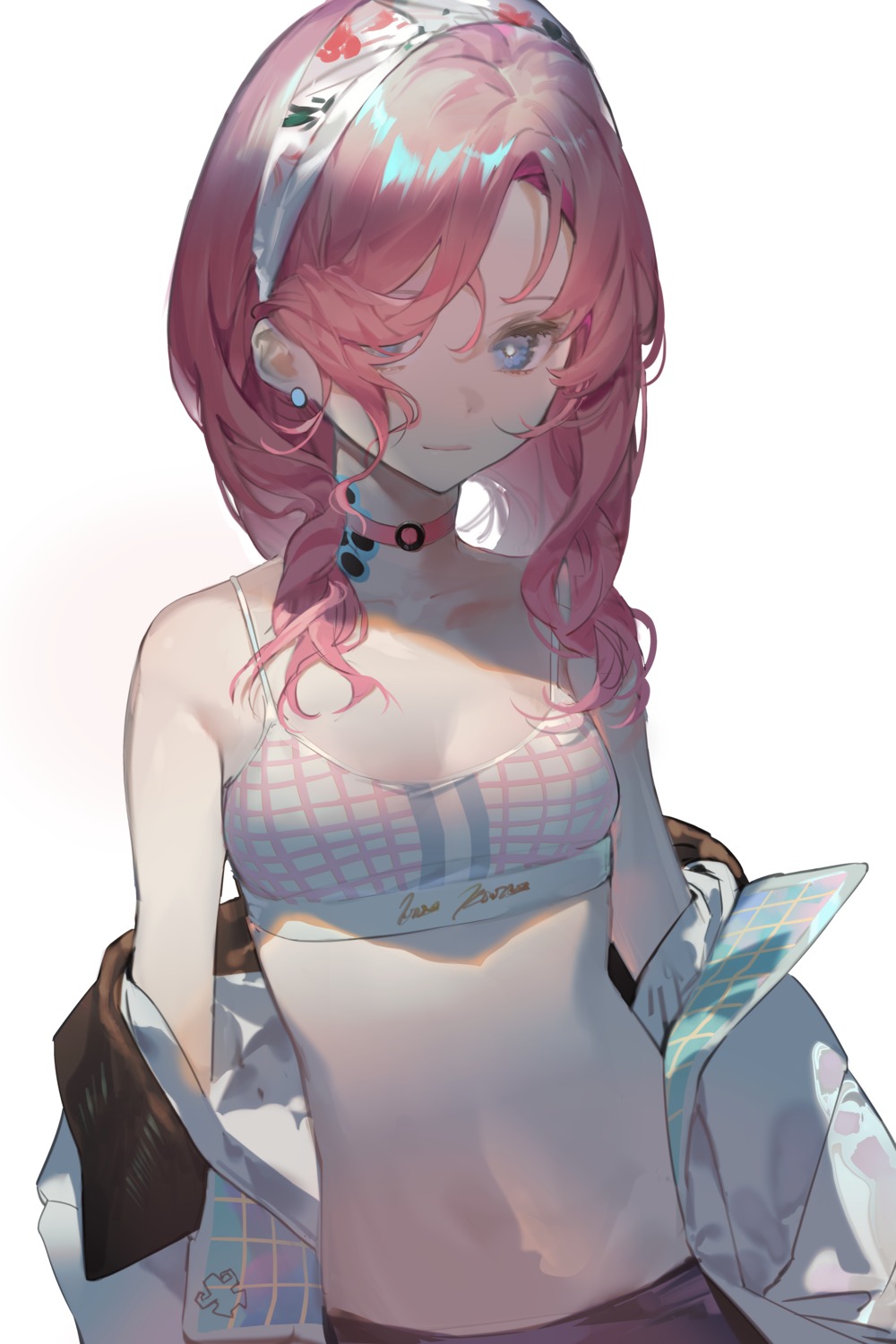 arknights, blue_poison_(arknights), bra, open_shirt, shirentutu