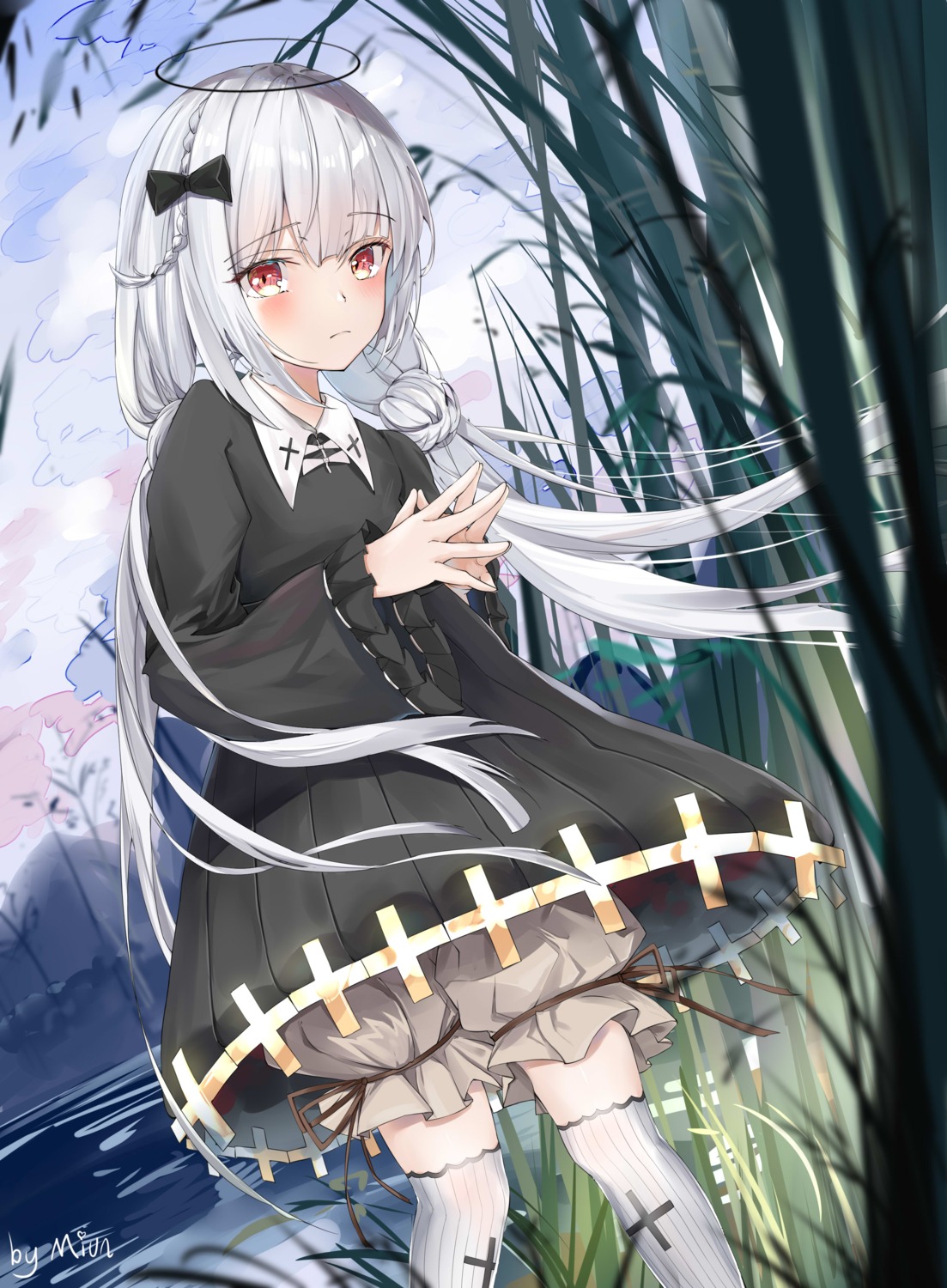 bloomers, dress, miun, thighhighs