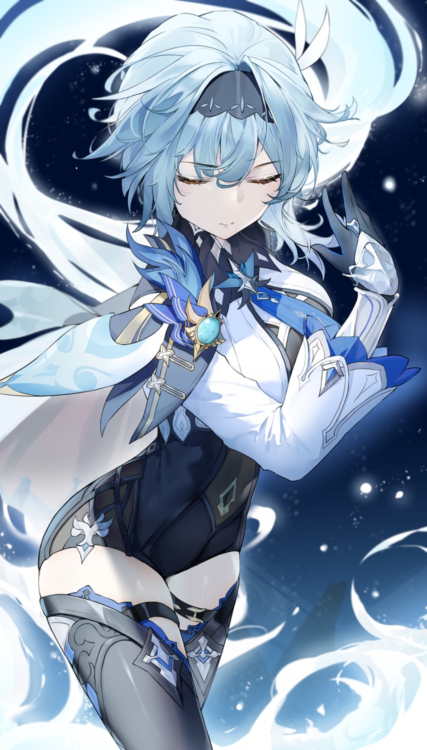 eula, garter, genshin_impact, snozaki, thighhighs