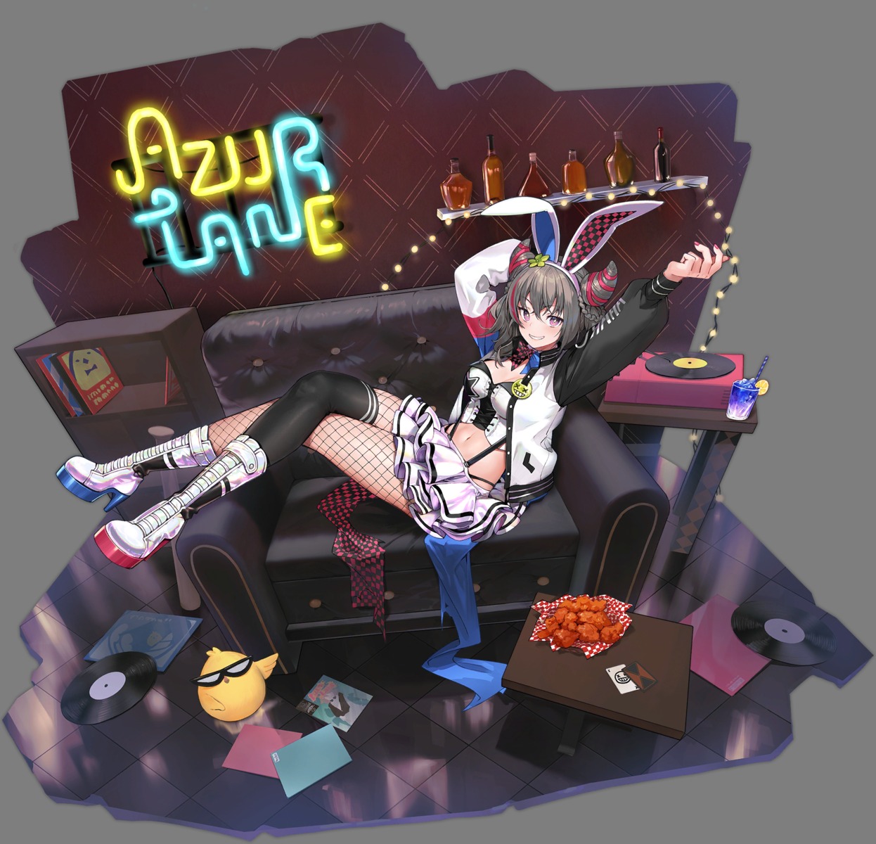 animal_ears, azur_lane, bunny_ears, cleavage, fishnets, manjuu_(azur_lane), pantyhose, san_francisco_(azur_lane)