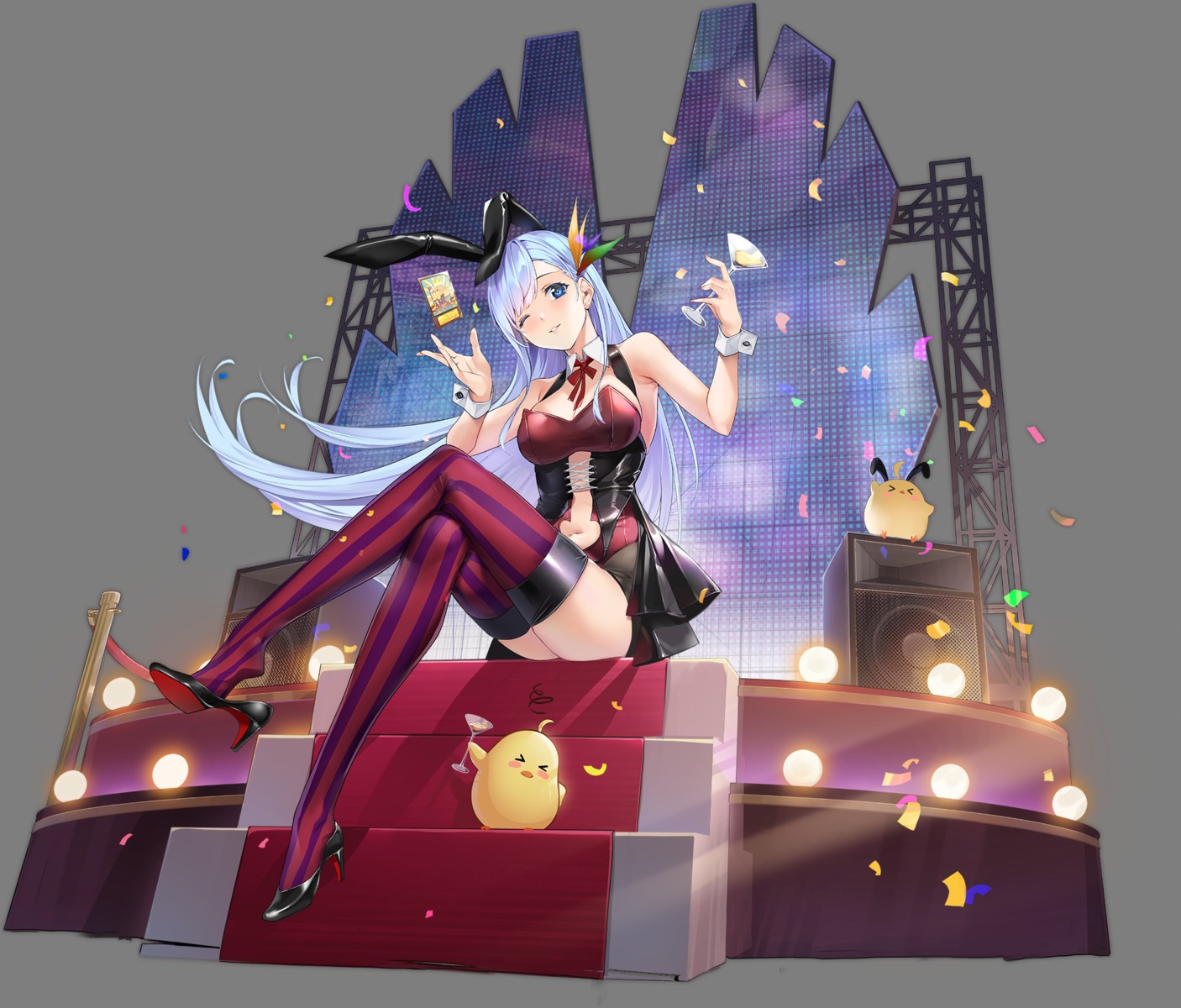 animal_ears, azur_lane, bunny_ears, bunny_girl, cleavage, heels, manjuu_(azur_lane), no_bra