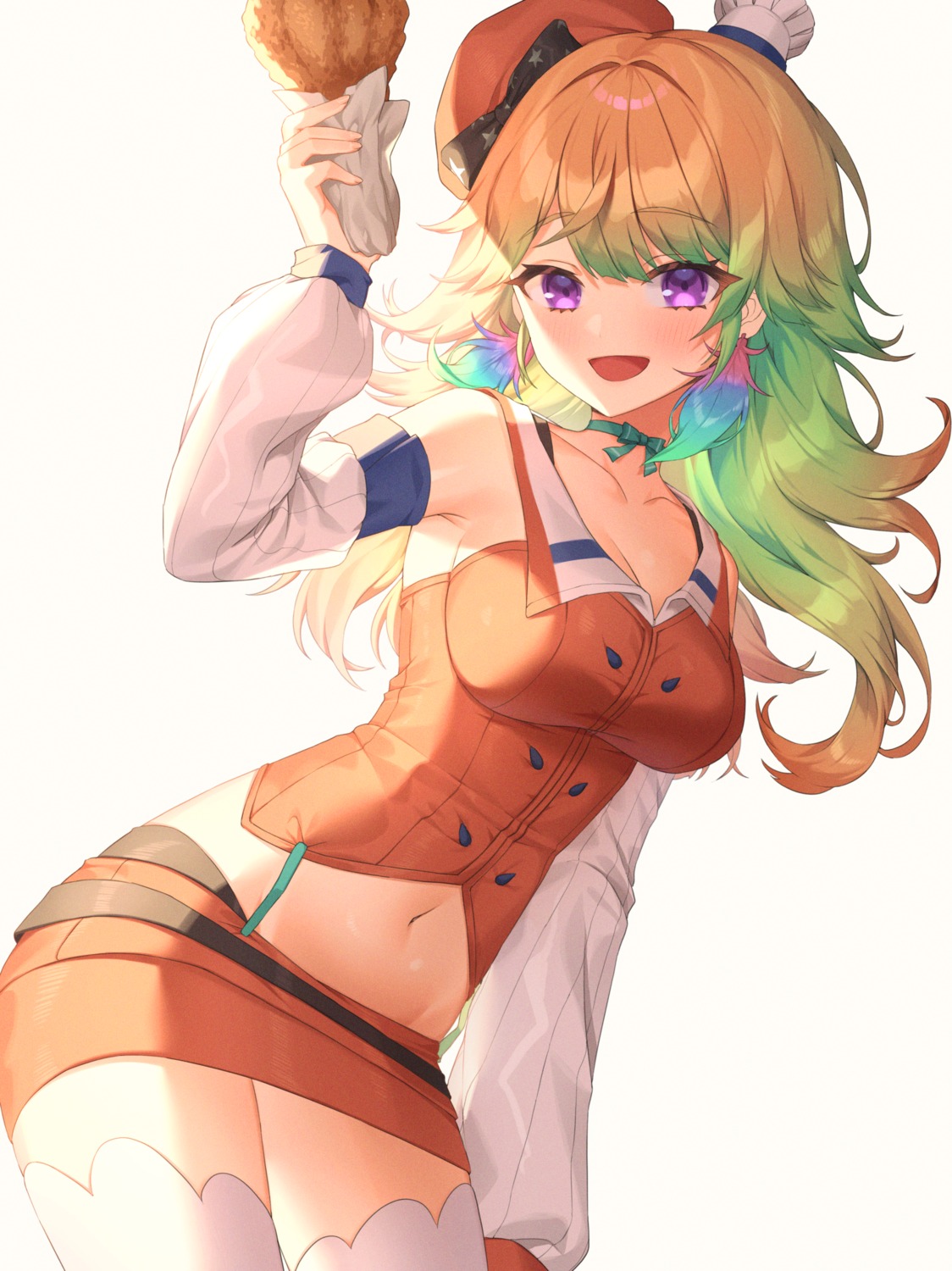 cleavage, hololive, hololive_english, takanashi_kiara, thighhighs, xiho_(xi_ho_)