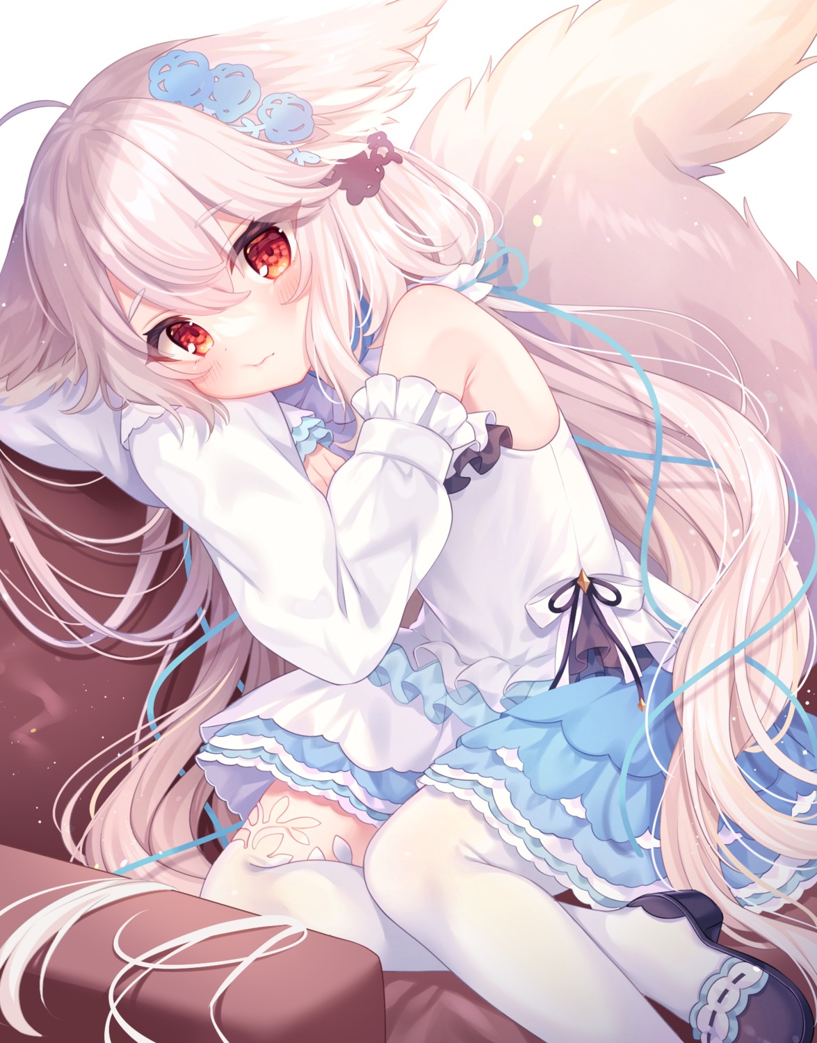 animal_ears, heels, kitsune, komachi_pochi, tail, thighhighs