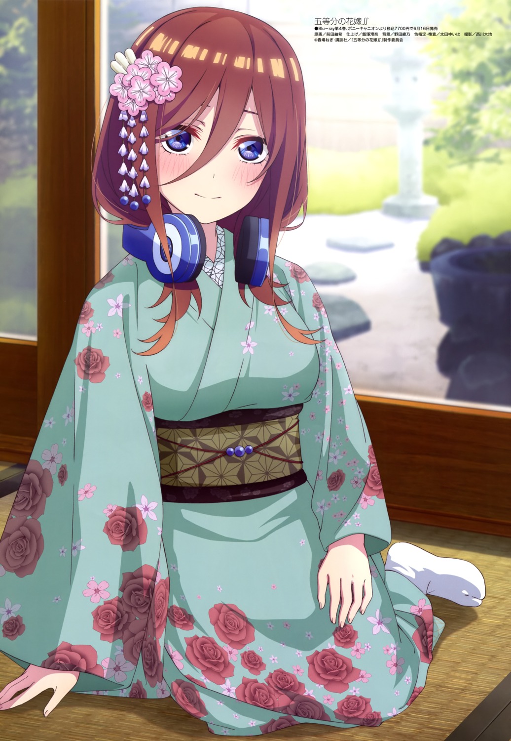 5-toubun_no_hanayome, headphones, kimono, maeda_tsumugi, nakano_miku