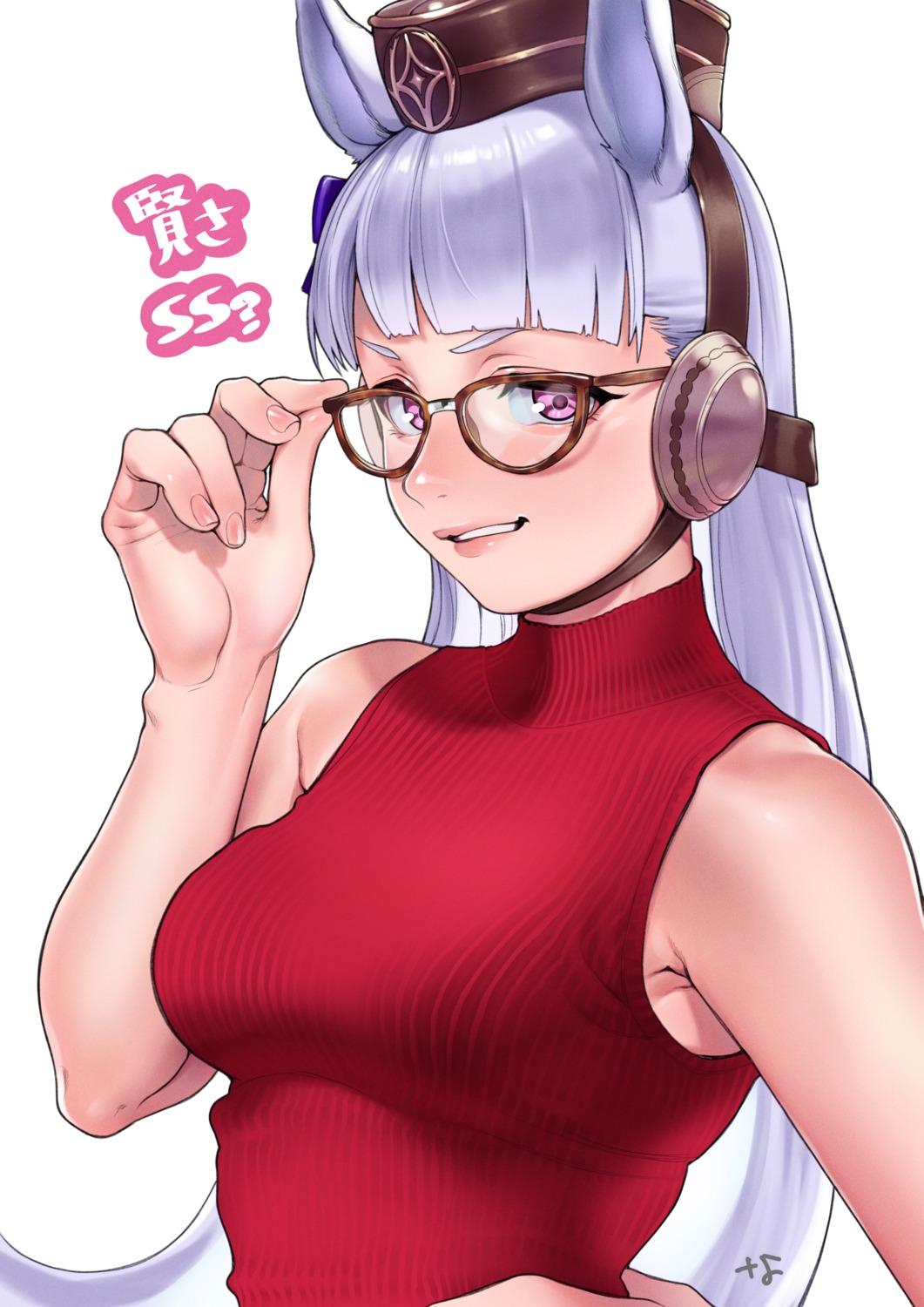 animal_ears, gold_ship_(umamusume), megane, nanja, sweater, uma_musume_pretty_derby
