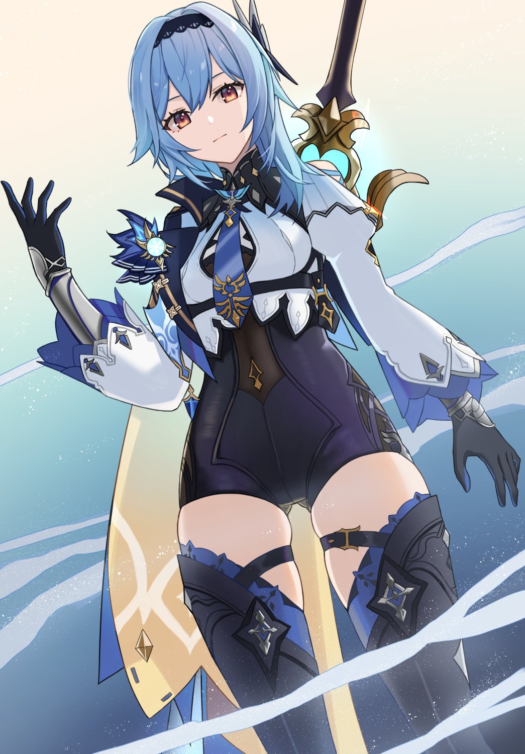 eula, garter, genshin_impact, kuwahara_taiki, sword, thighhighs