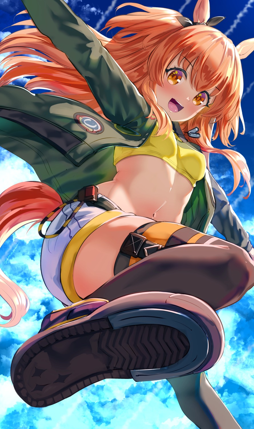 animal_ears, mayano_top_gun_(umamusume), tail, thighhighs, uenoryoma, uma_musume_pretty_derby, uniform