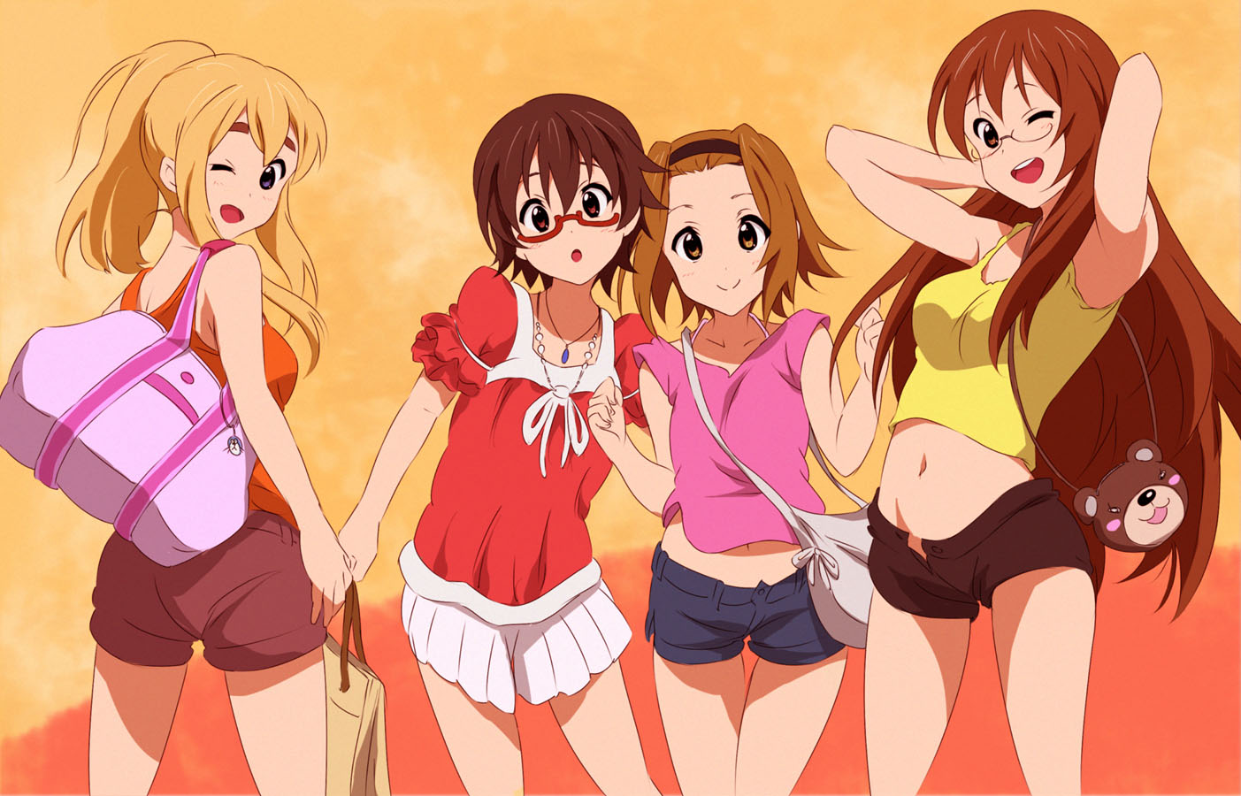 jpeg_artifacts, k-on!, kotobuki_tsumugi, kumosuke, manabe_nodoka, megane, tainaka_ritsu, yamanaka_sawako